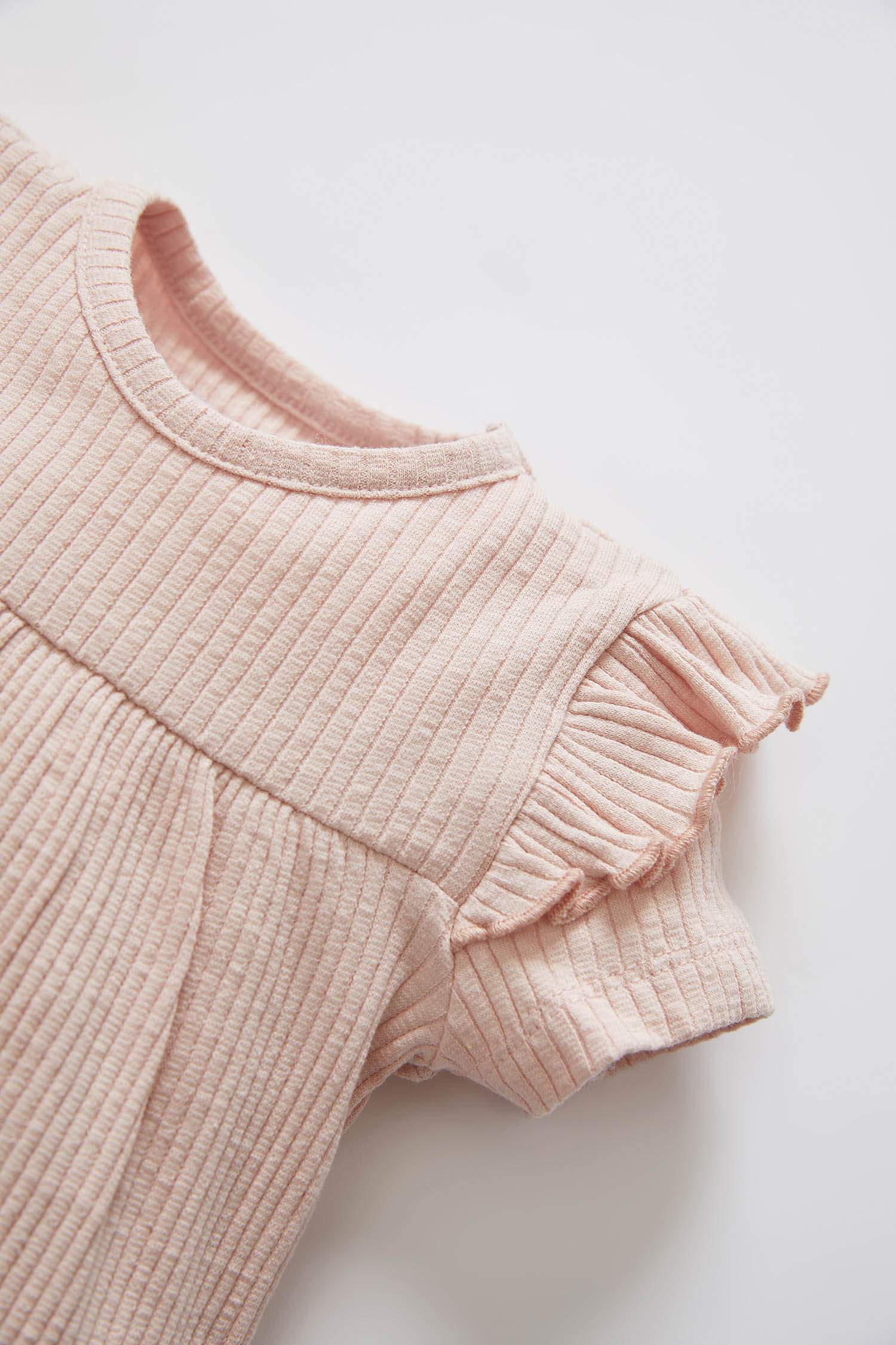 Baby Girl Rabbit Printed Short Sleeve Newborn Cotton Jumpsuit With Snaps