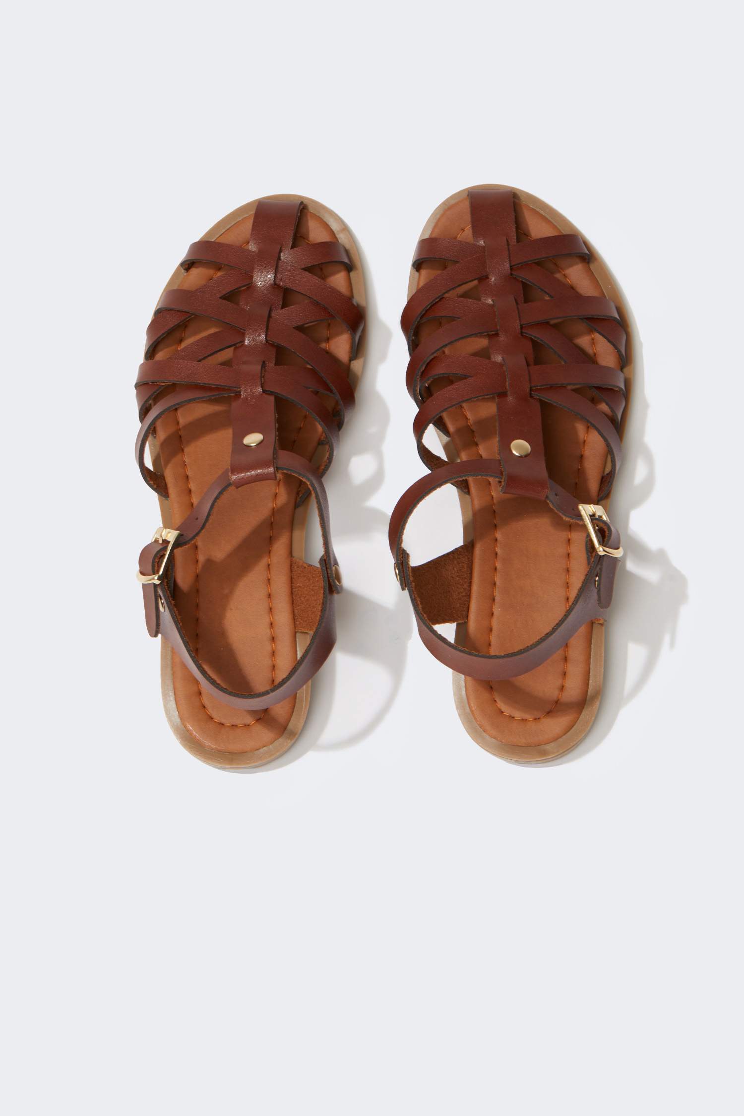 Әйелдерге қос жолақ полиуретан жалпақ табан сандалдар