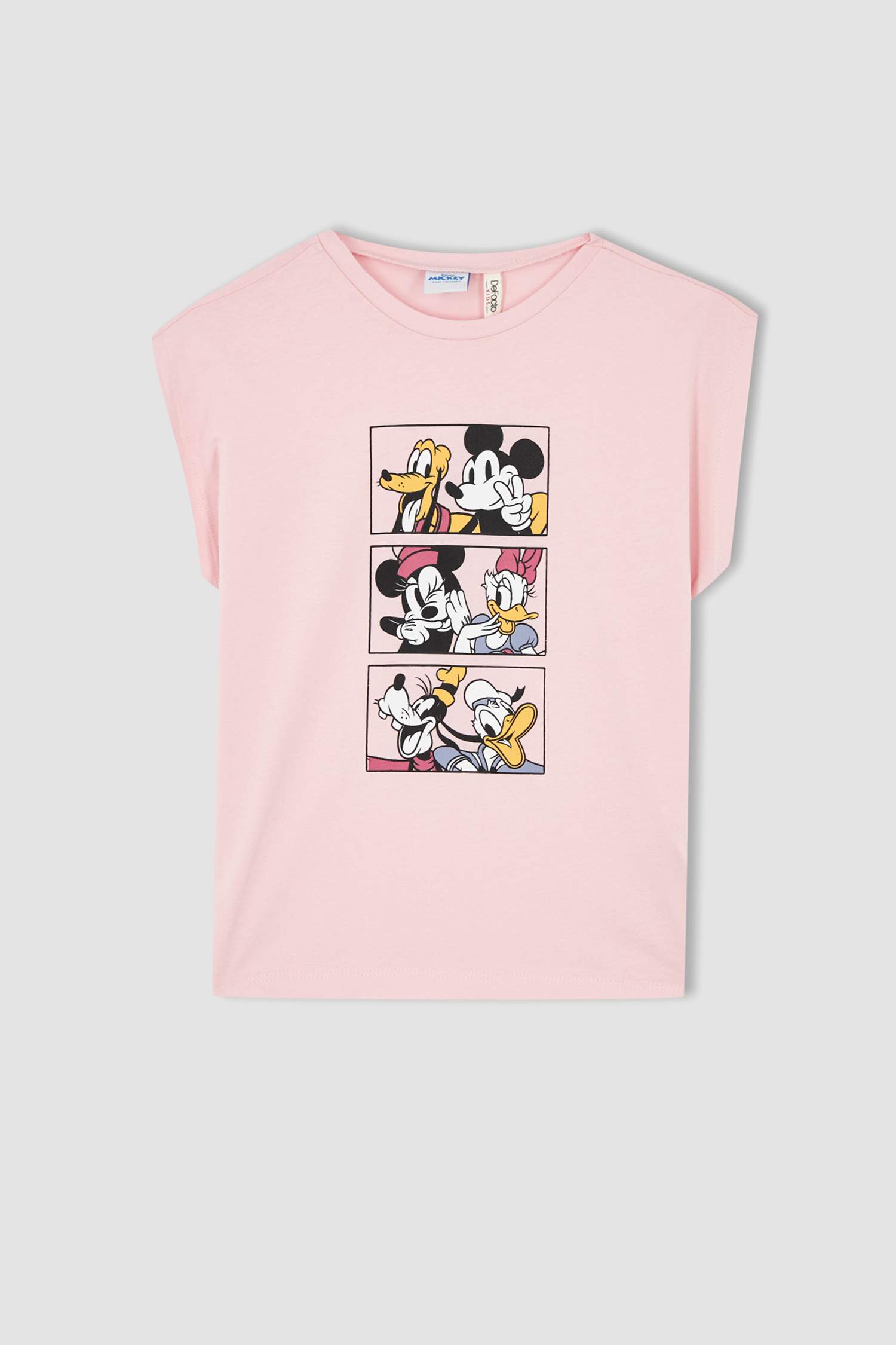 Pembe Kız Çocuk Genç Kız Kız Çocuk Disney Mickey And Minnie Lisanslı Regular Fit Bisiklet Yaka