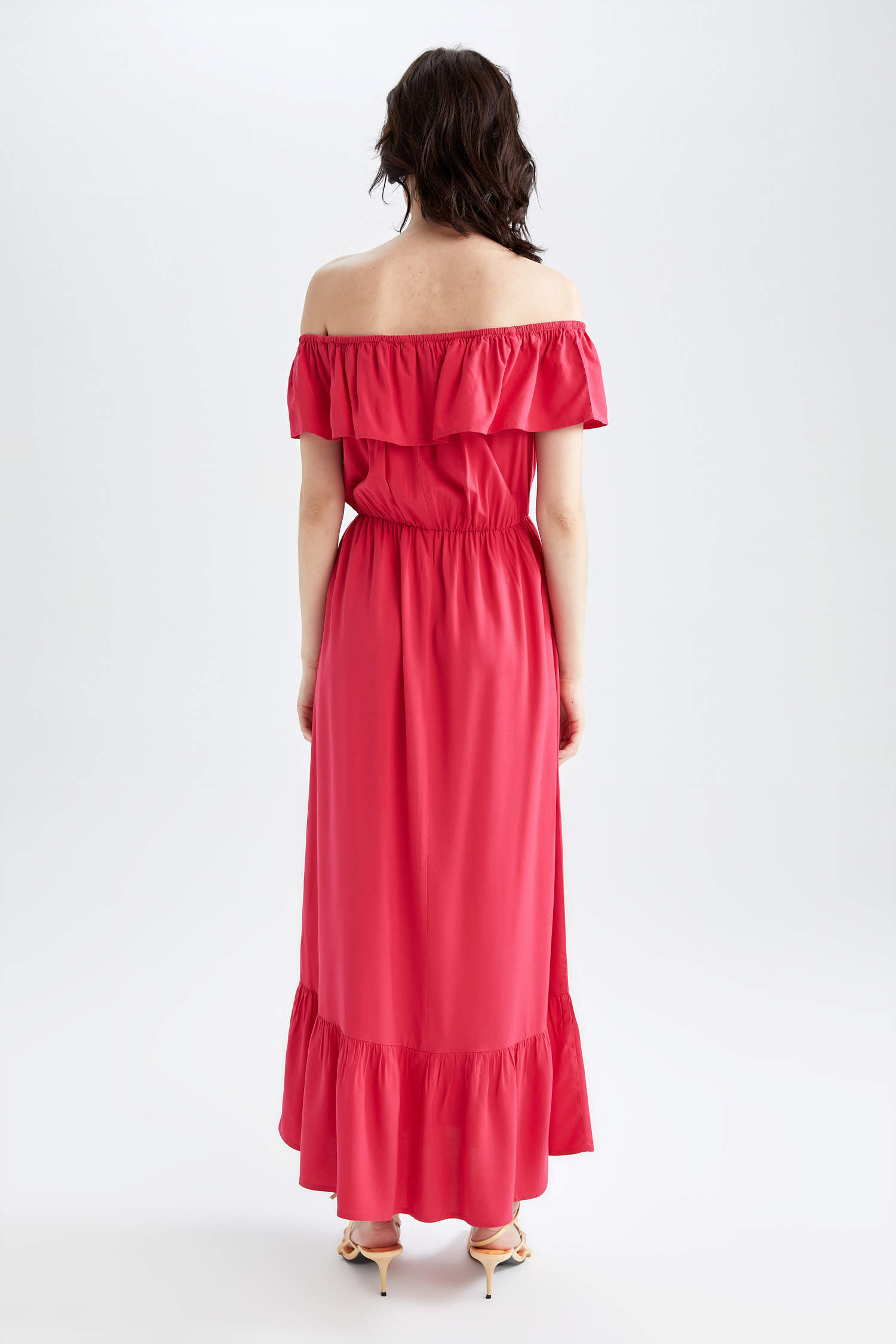 Pink WOMAN Off Shoulder Belmando Maxi Short Sleeve Woven Dress 2401913 ...