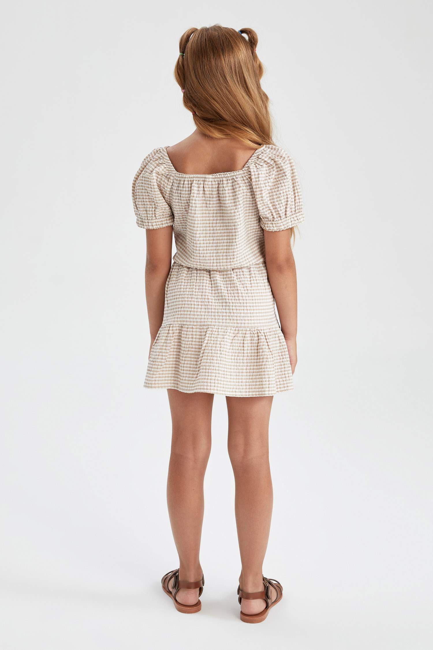 Комплект: Блуза и юбка в клетку виши для девочек