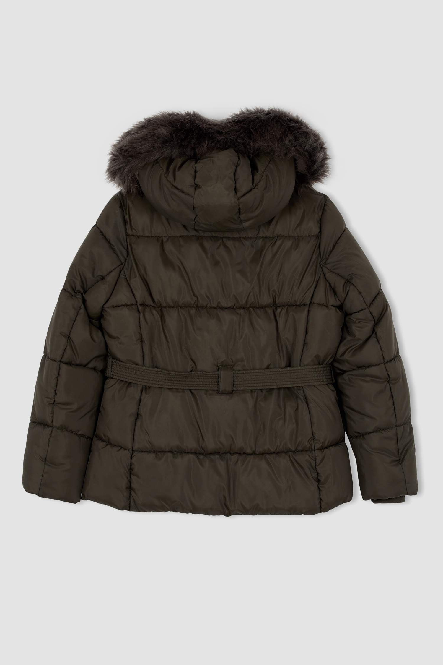 Su İtici Oversize Geniş Kesim Kapüşonlu Suni Kürklü Mont