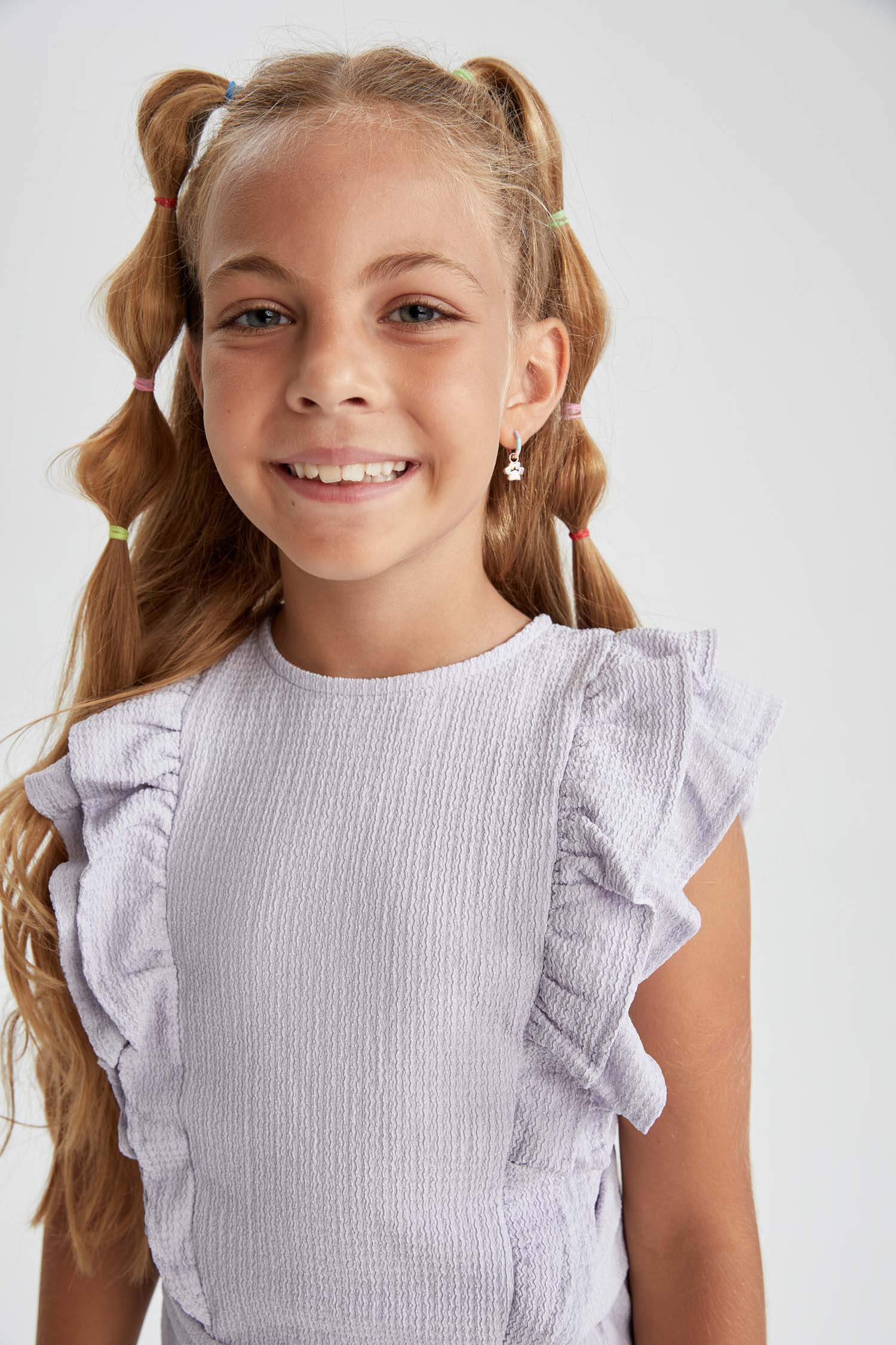 Girl Sleeveless Frill Detail Crop Top & Culottes