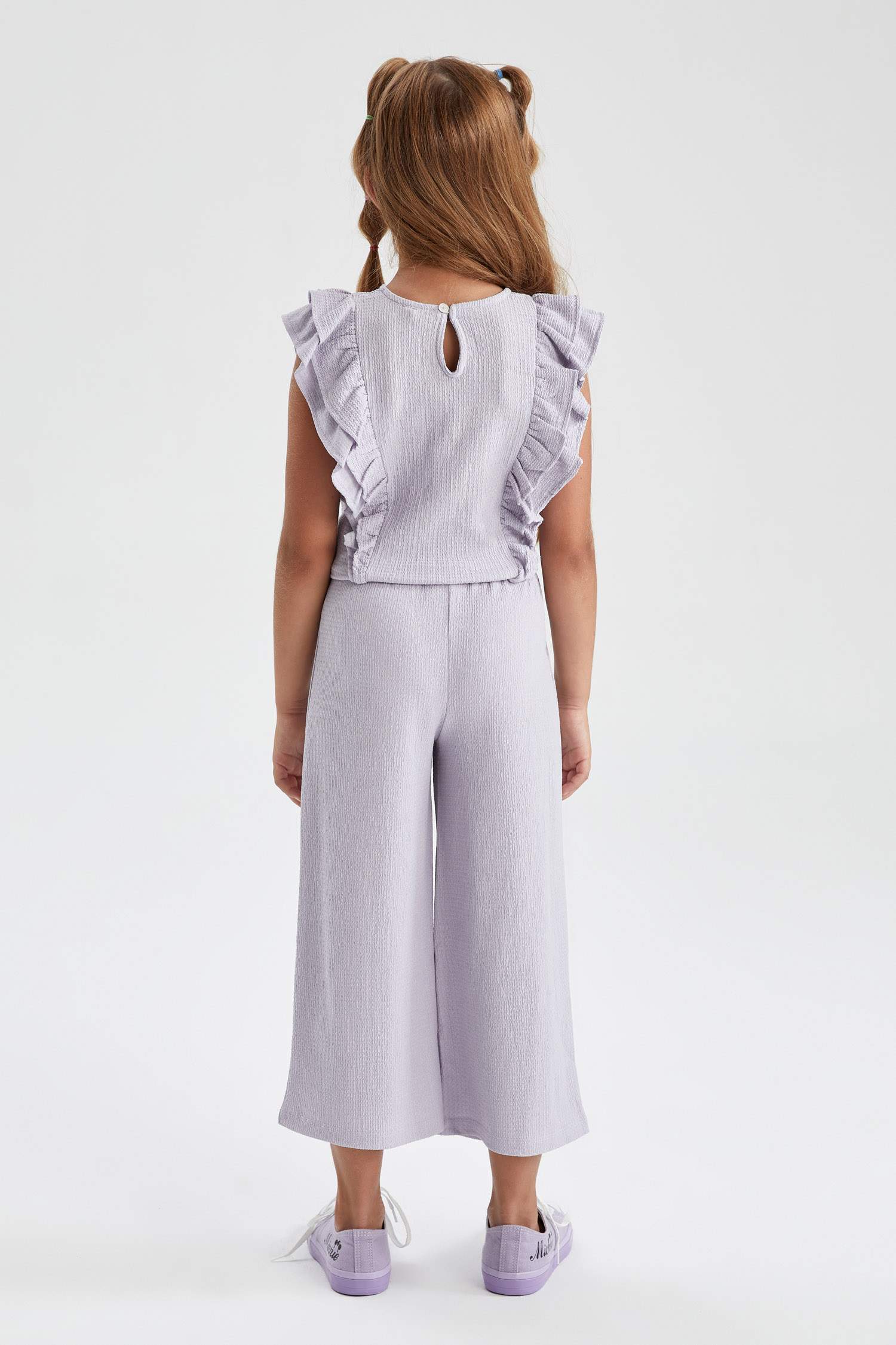 Girl Sleeveless Frill Detail Crop Top & Culottes