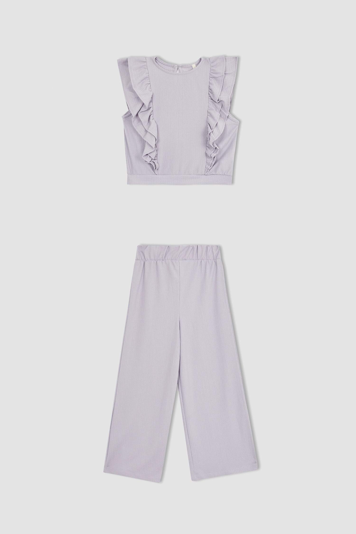 Girl Sleeveless Frill Detail Crop Top & Culottes