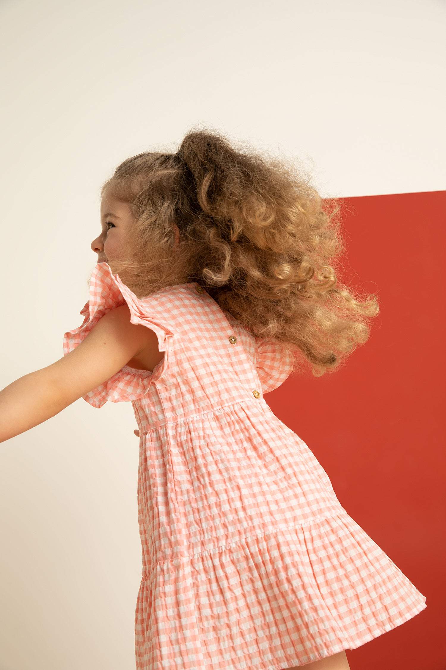 Sleeveless Frill Detail Check Print Mini Dress