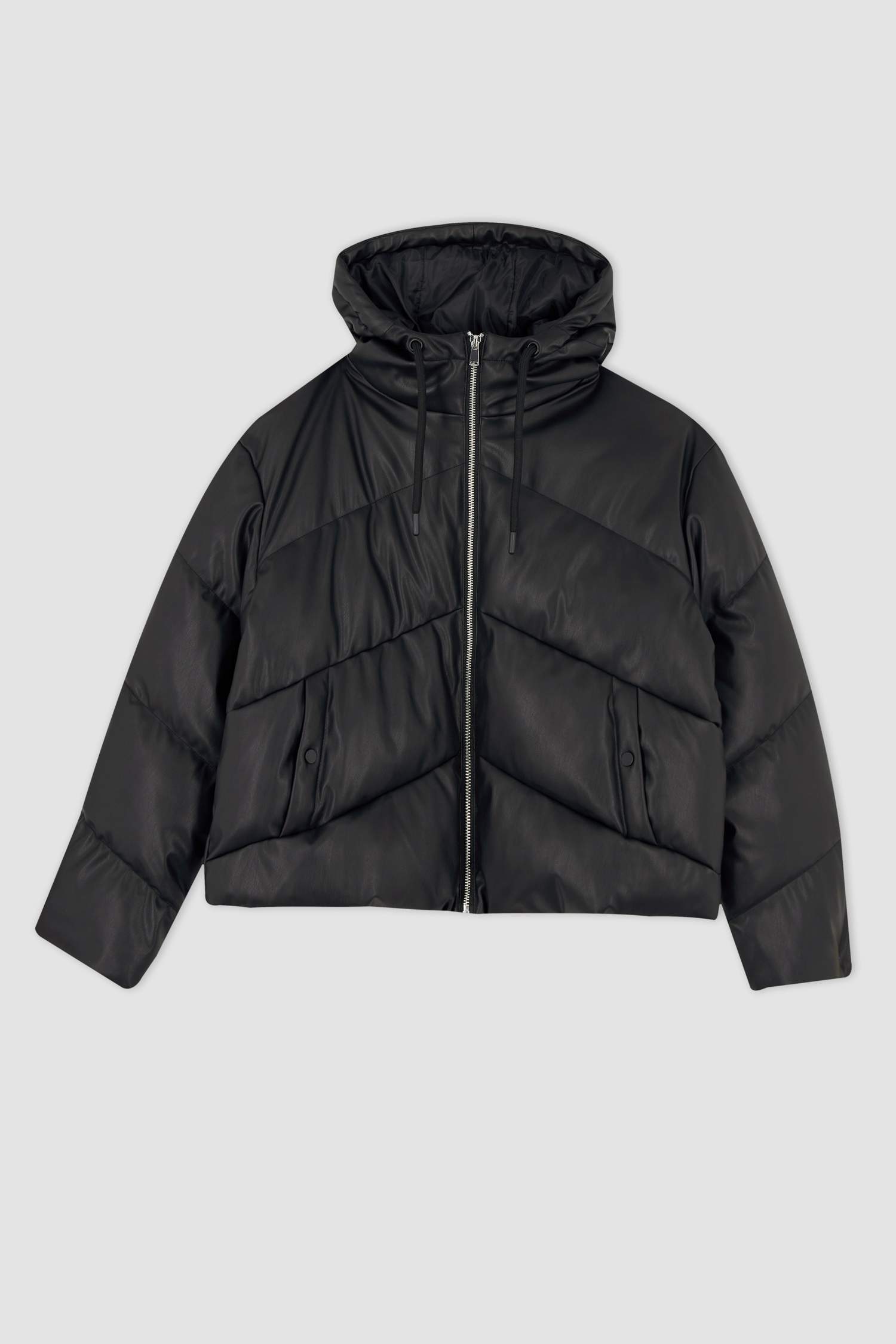 Regular Fit Su Geçirmez Suni Deri Mont