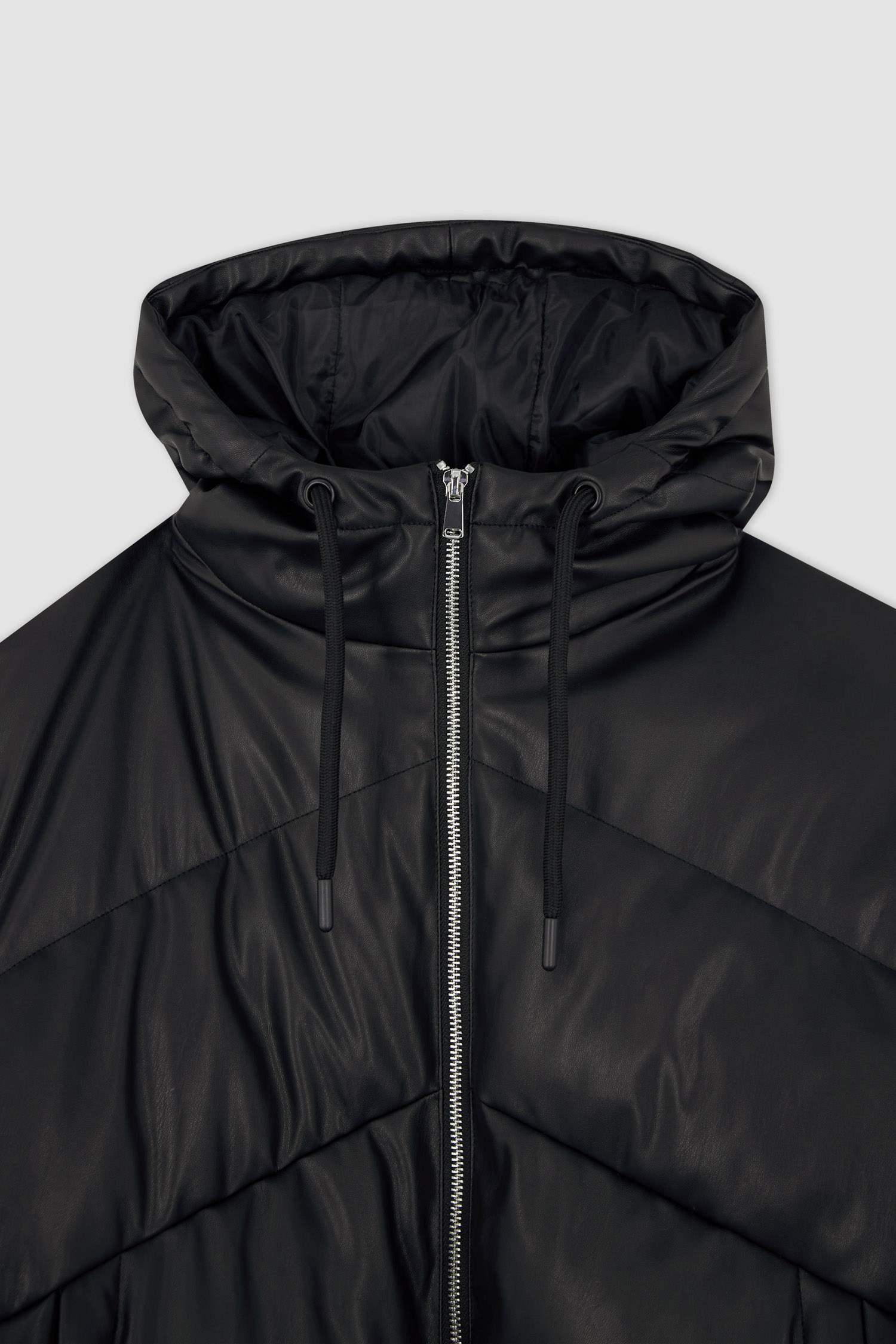 Regular Fit Su Geçirmez Suni Deri Mont