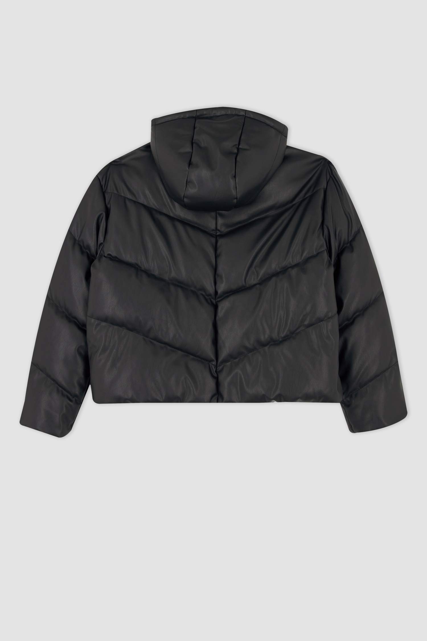 Regular Fit Su Geçirmez Suni Deri Mont