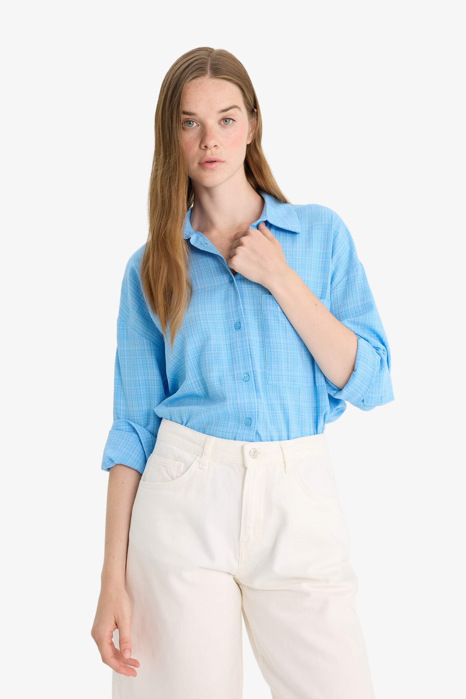 Oversize Fit Shirt Collar Long Sleeve Shirt