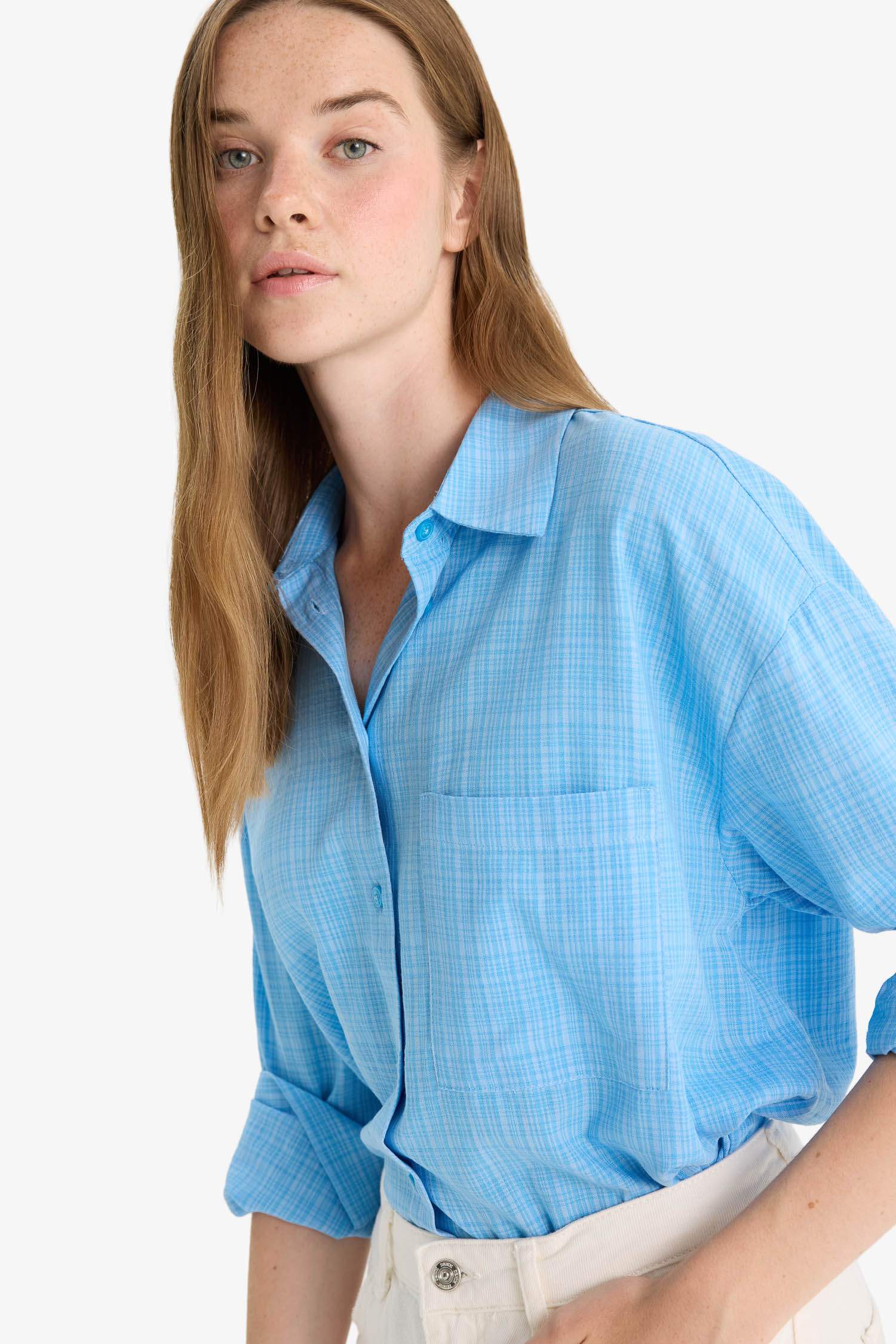 Oversize Fit Shirt Collar Long Sleeve Shirt