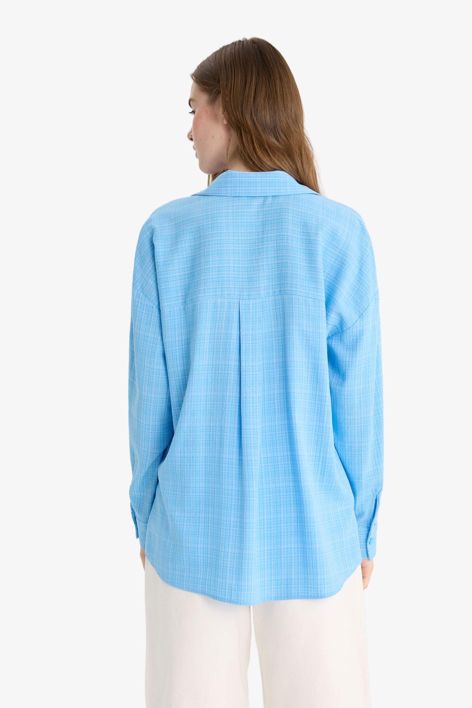 Oversize Fit Shirt Collar Long Sleeve Shirt