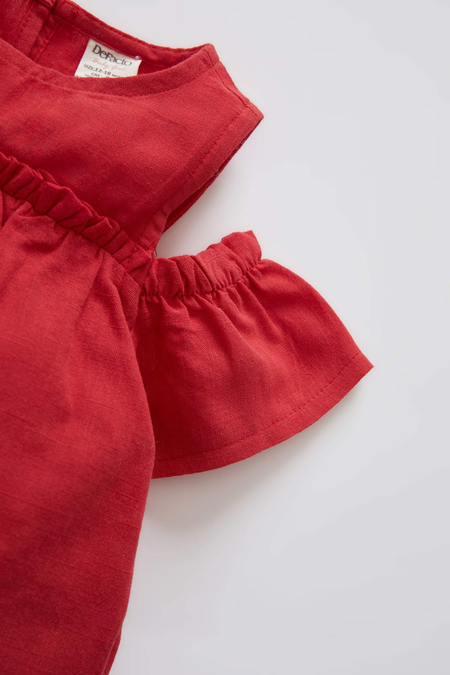 Red Baby Girl Baby Girl April 23 Linen Look Short Sleeve Shirt 2496436 DeFacto