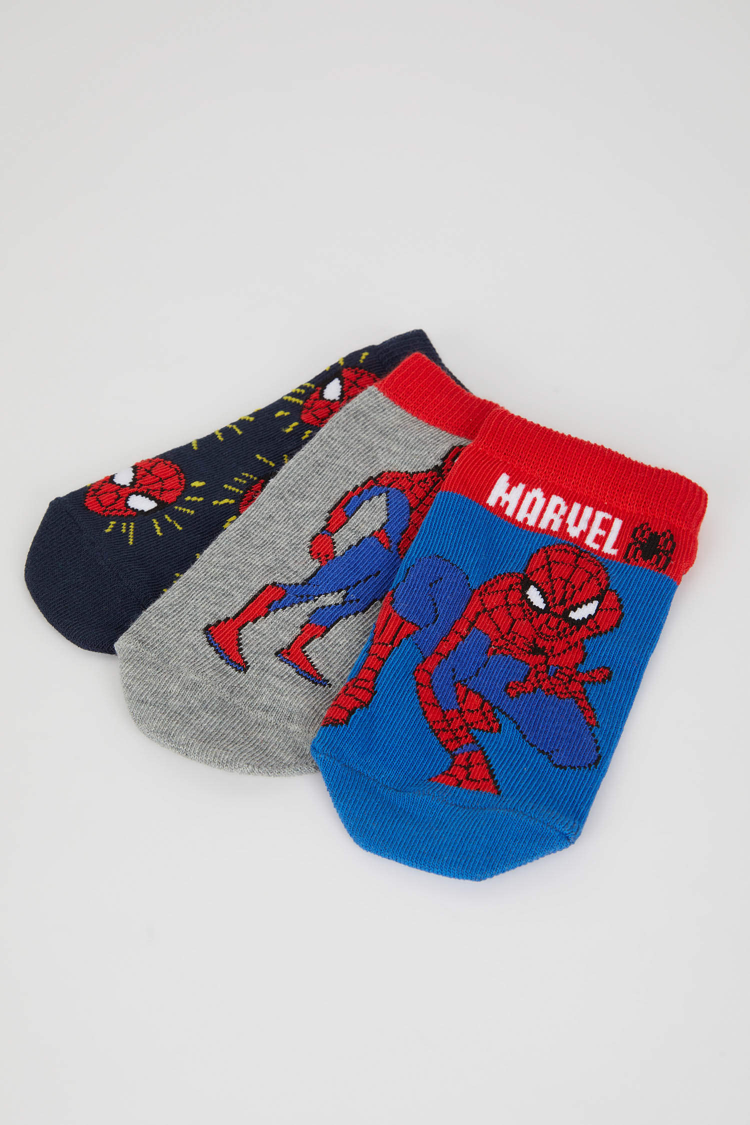 Defacto Erkek Çocuk Marvel Spiderman Pamuklu 3'lü Patik Çorap. 4