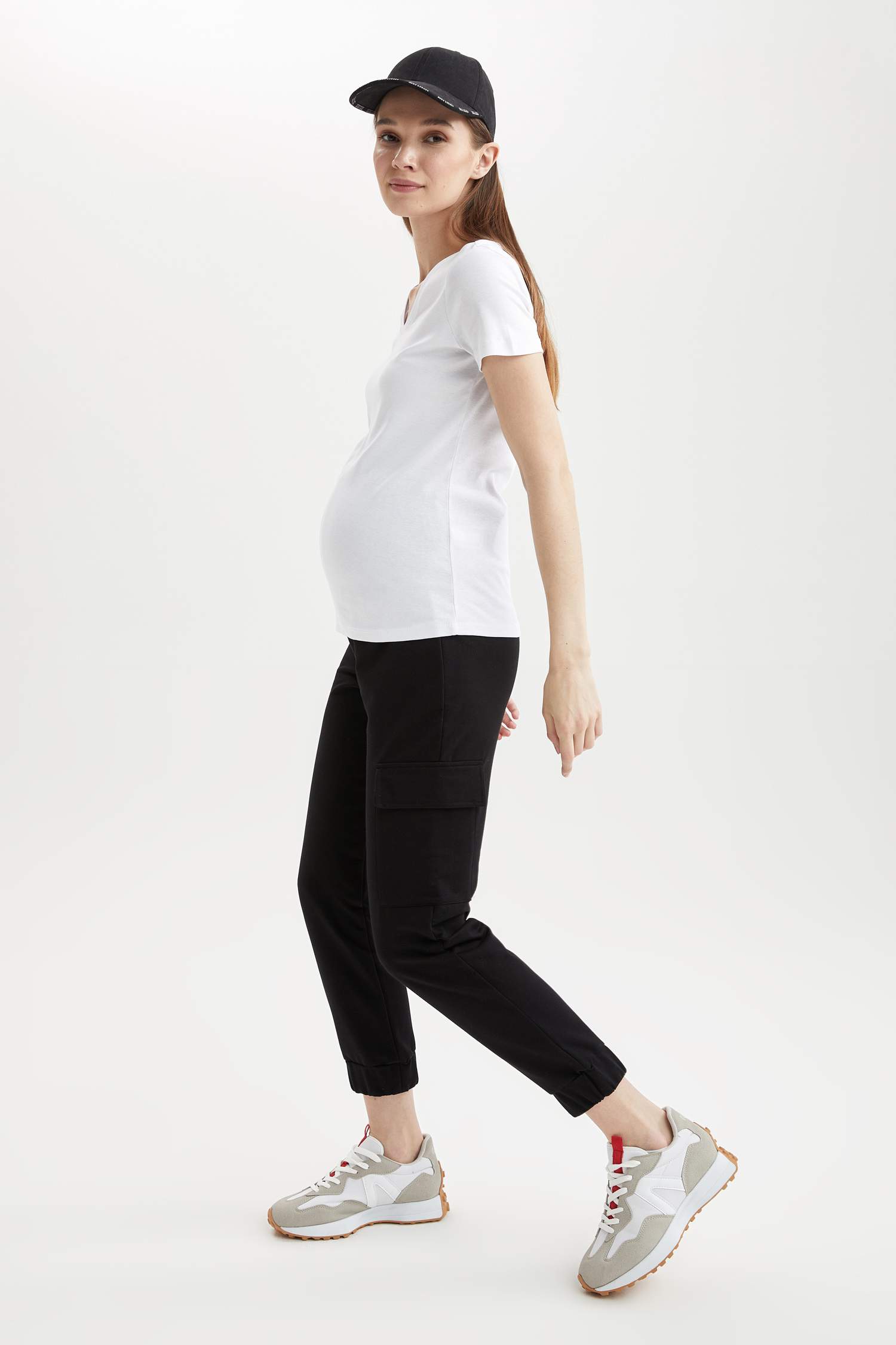 Black Woman Cargo Pocket Maternity 