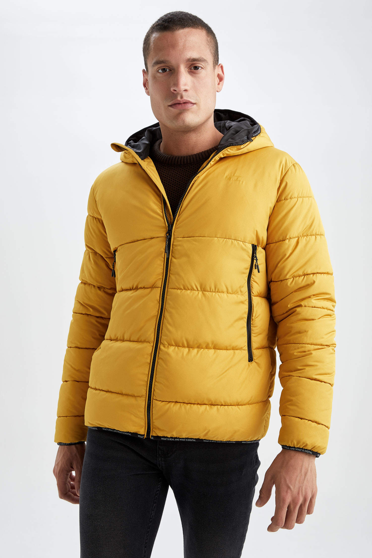 Yellow Man Regular Fit Recycled Filling Coat 2464477 | DeFacto