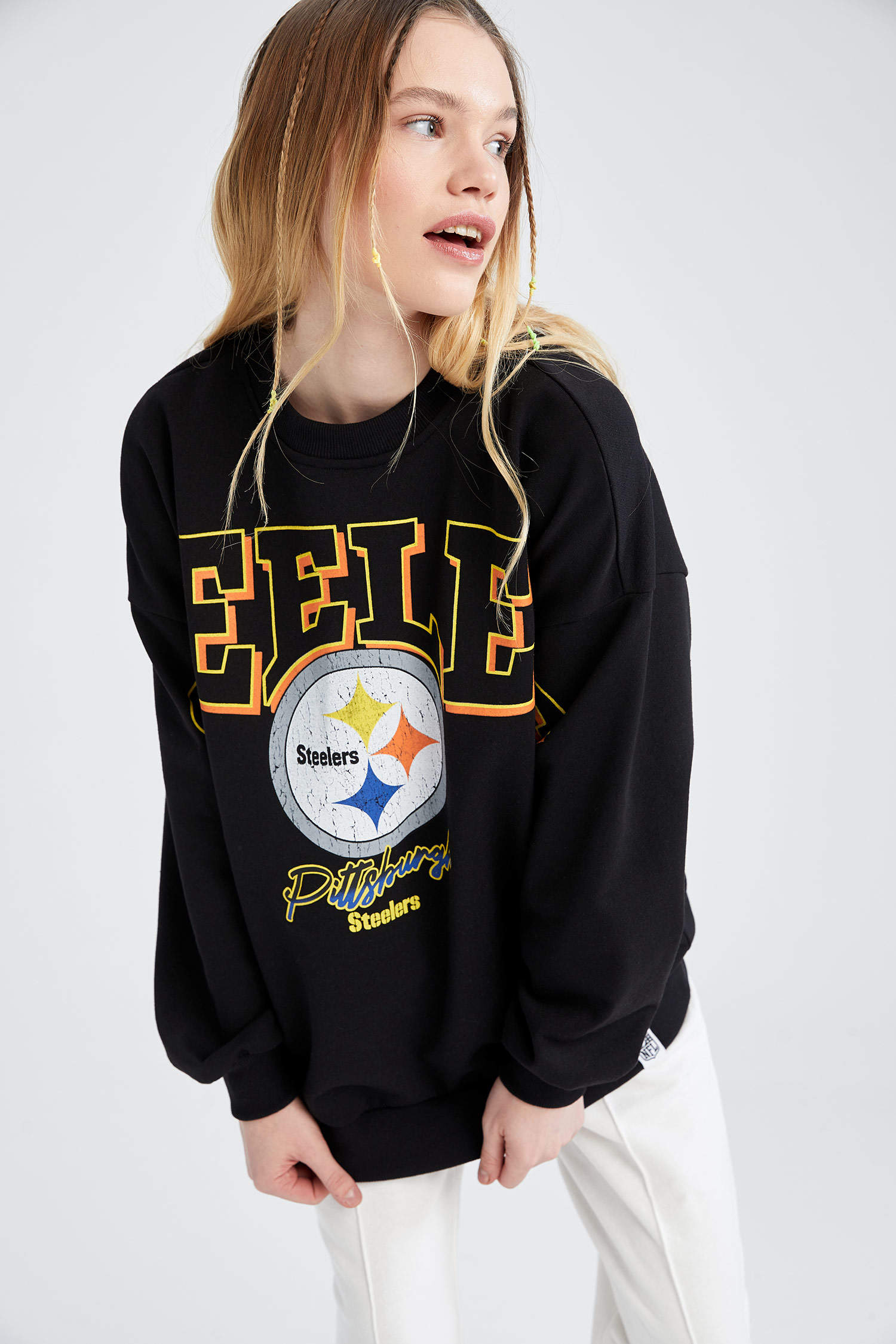 Defacto Coool Oversize Fit NFL Pittsburgh Steelers Lisanslı Sweatshirt. 4