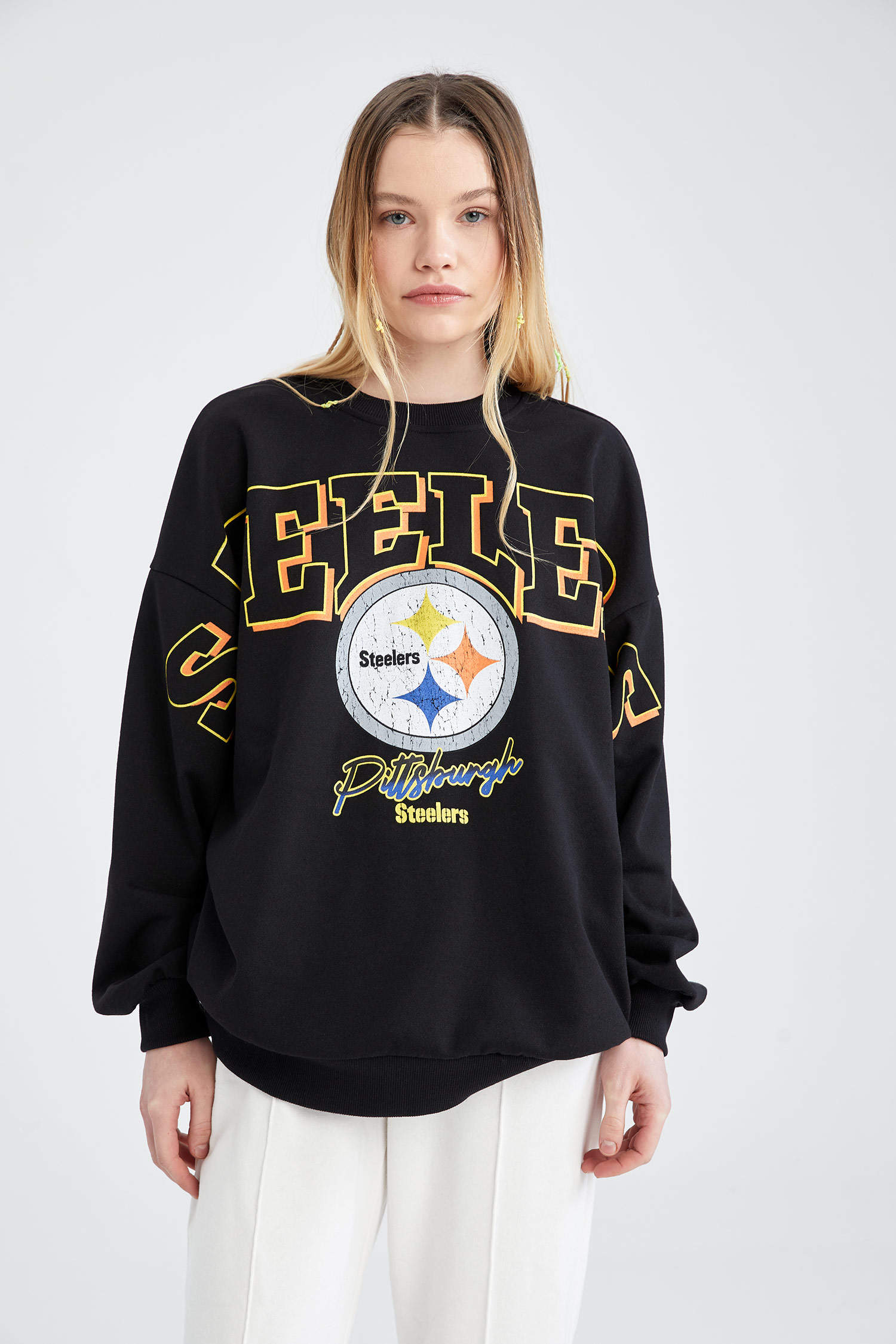 Defacto Coool Oversize Fit NFL Pittsburgh Steelers Lisanslı Sweatshirt. 6