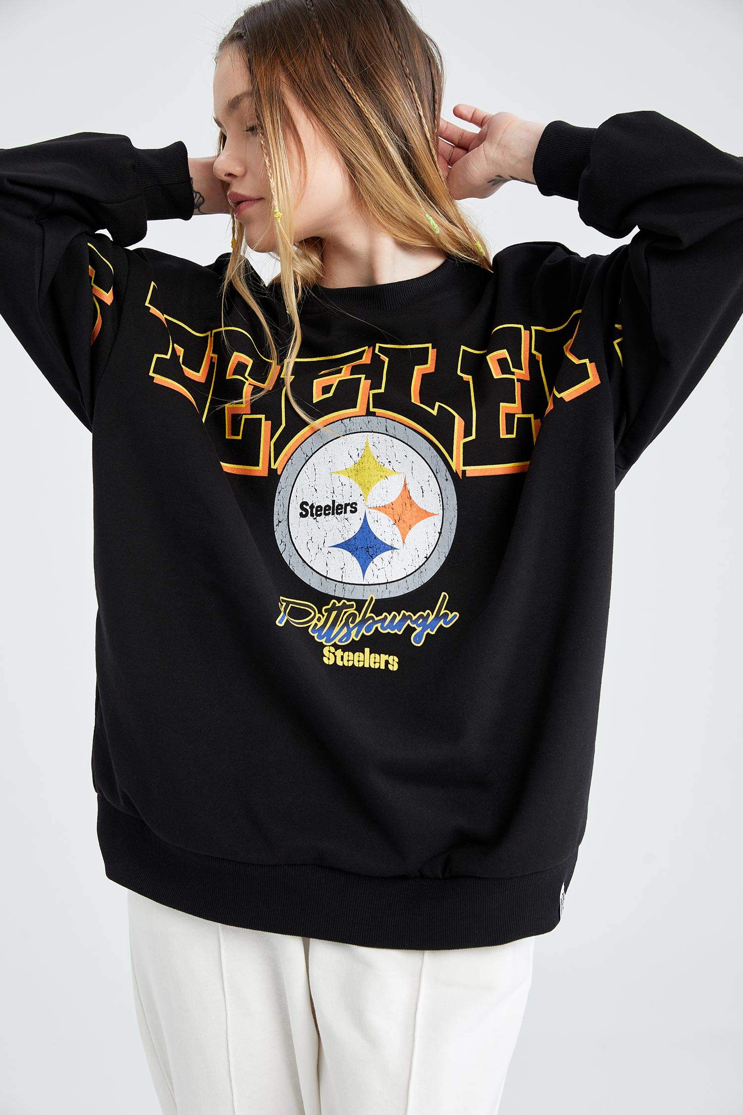 Defacto Coool Oversize Fit NFL Pittsburgh Steelers Lisanslı Sweatshirt. 7