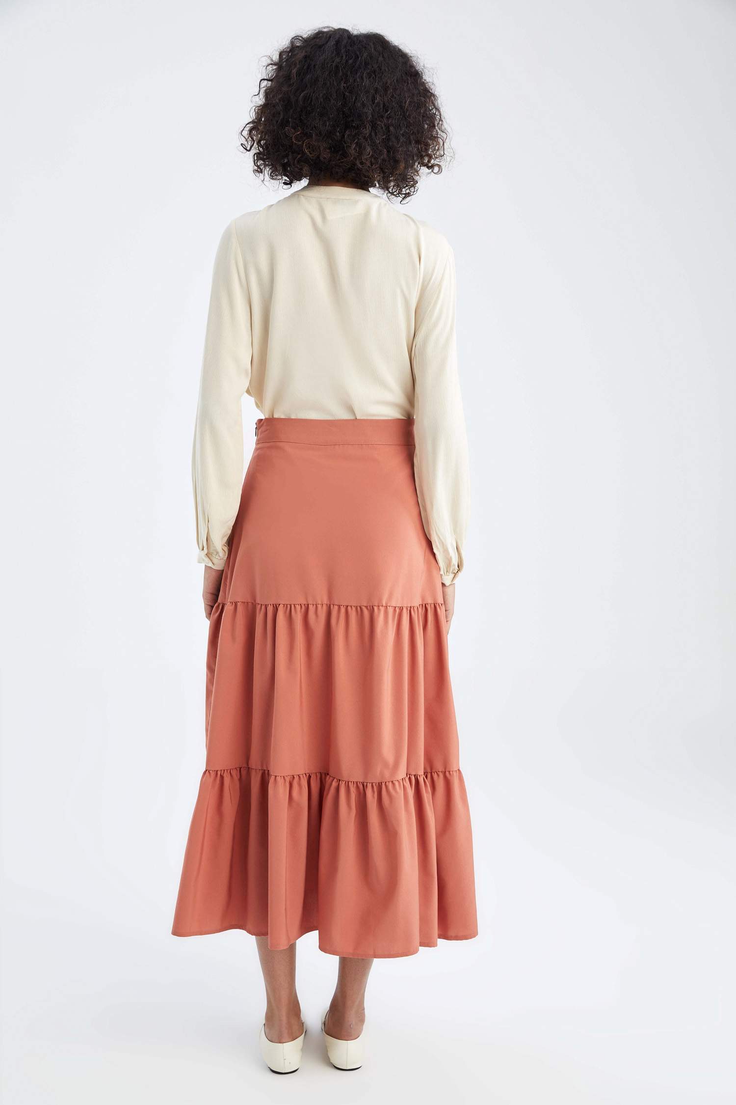 Orange Women Poplin Maxi Skirt 2453119 Defacto