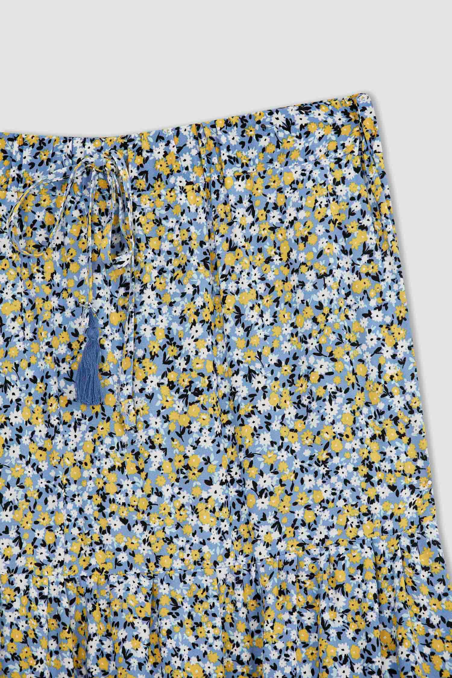 A Kesim Floral Volanlı Maxi Etek