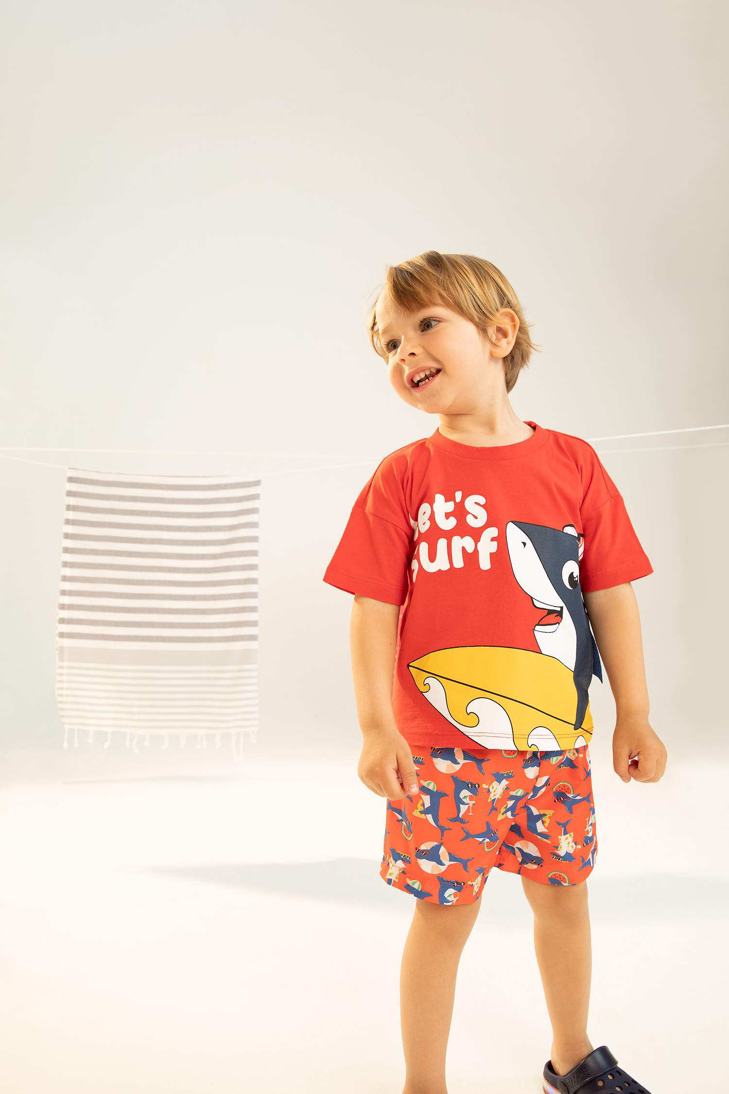 T-Shirt à Manches Courtes à Motif Animalier et à Col rond pour BéBé Garçon