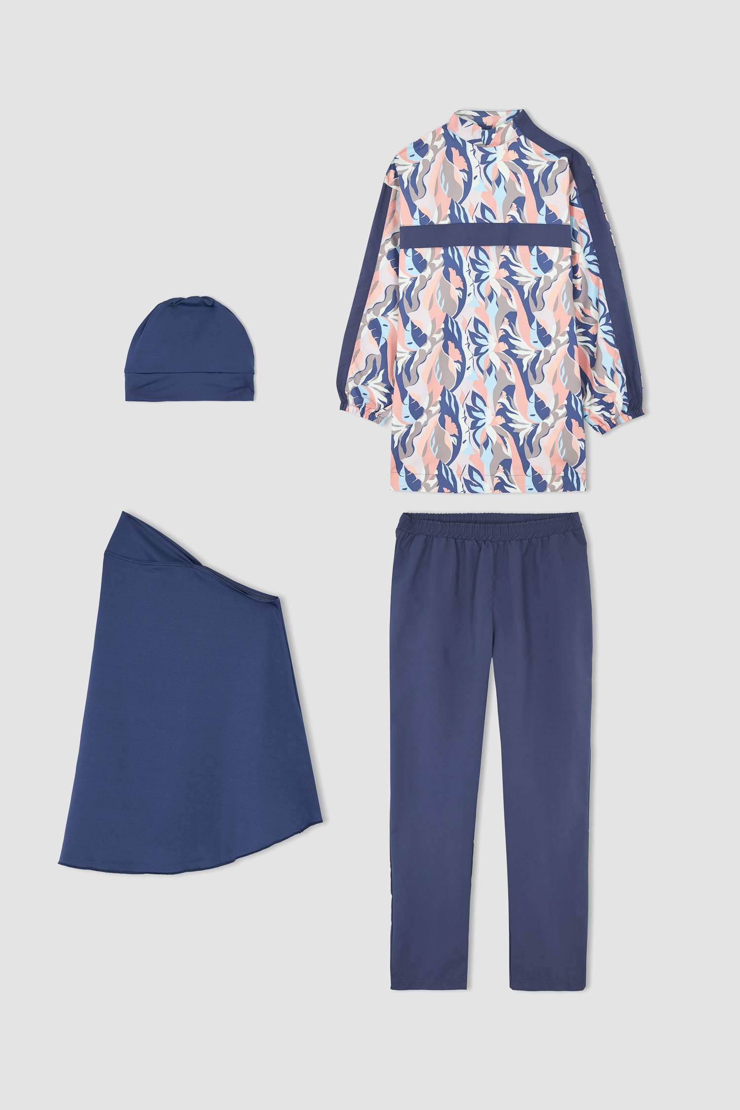 بوركيني مطبوع قصة عادية من 4 قطع