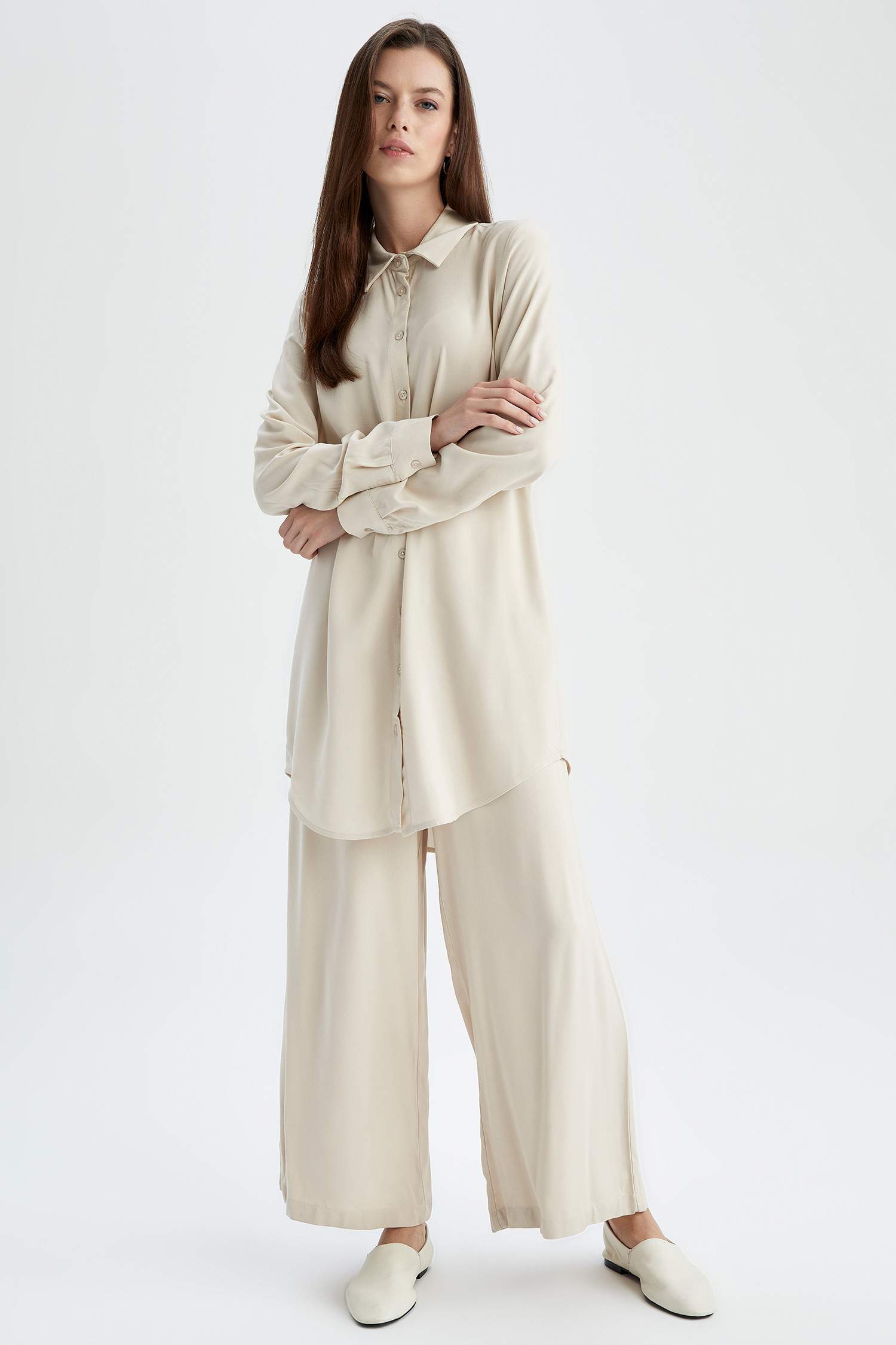 жейде мойыны вискон Ұзын Жеңді Туника