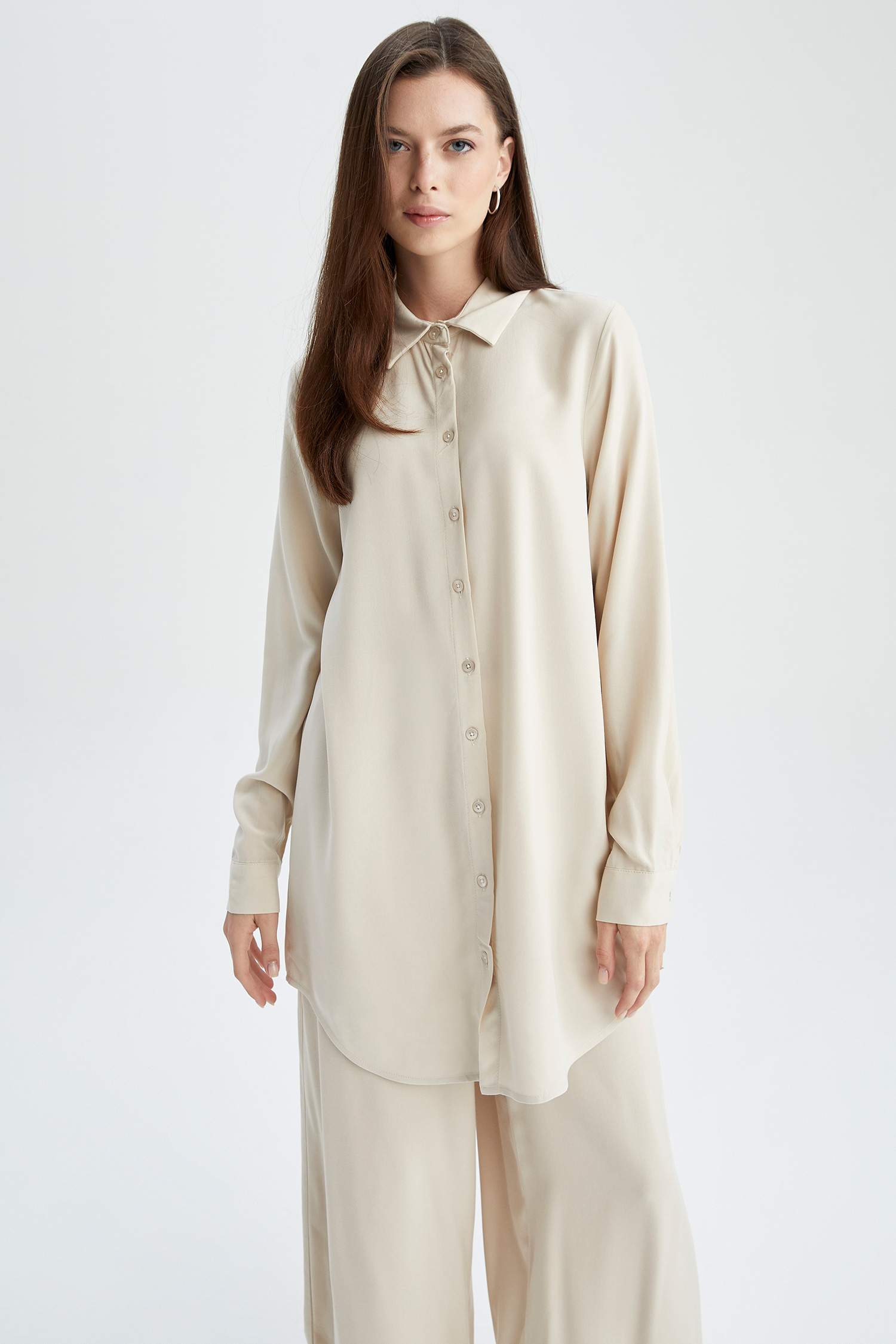 жейде мойыны вискон Ұзын Жеңді Туника