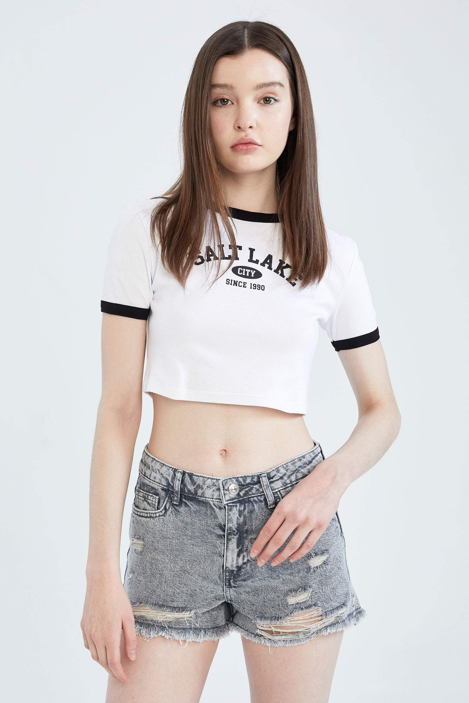 Short en jean Taille haute avec détails déchirés