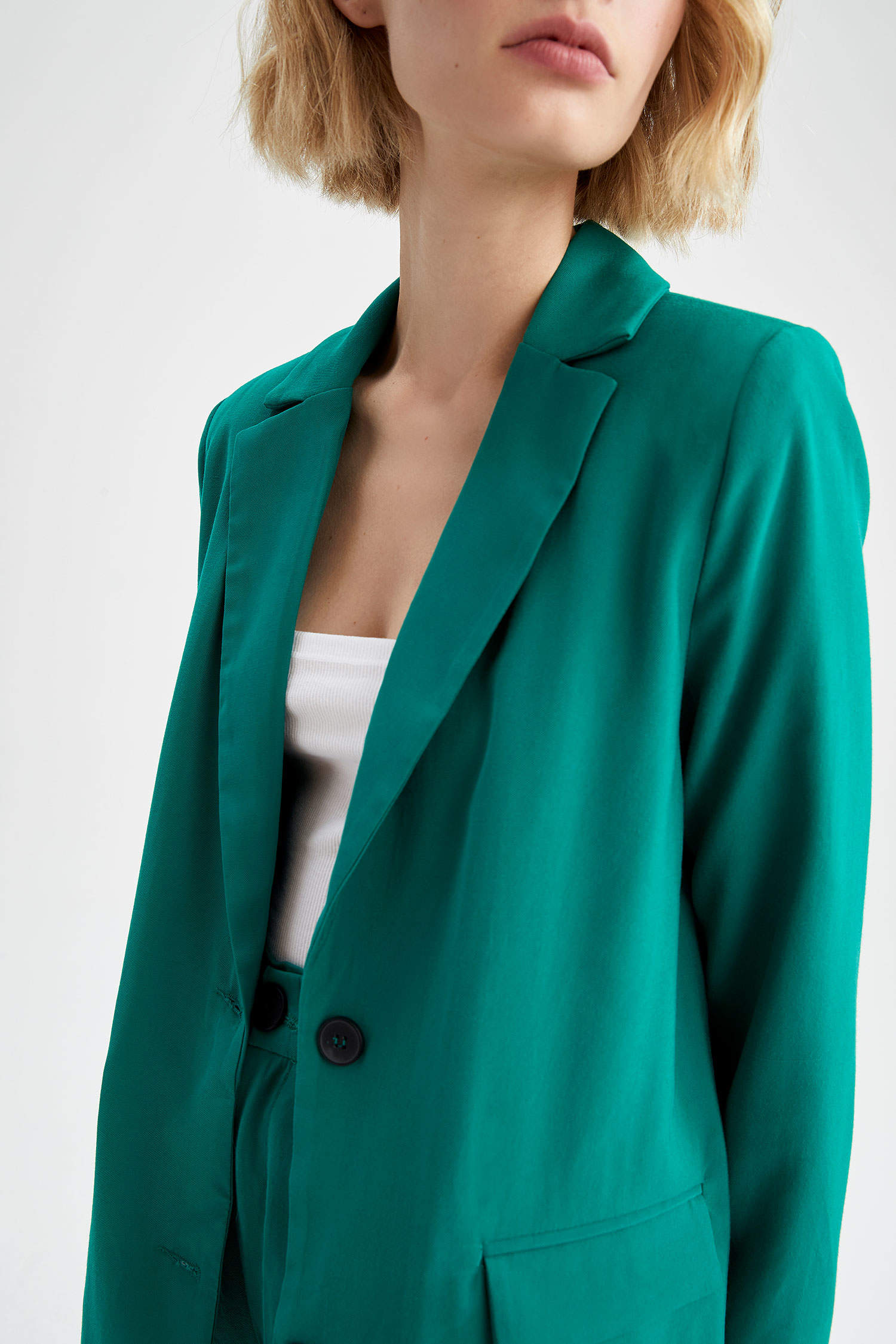 Green WOMEN Oversize Fit Long Sleeve Viscose Blazer Jacket 2428409 ...