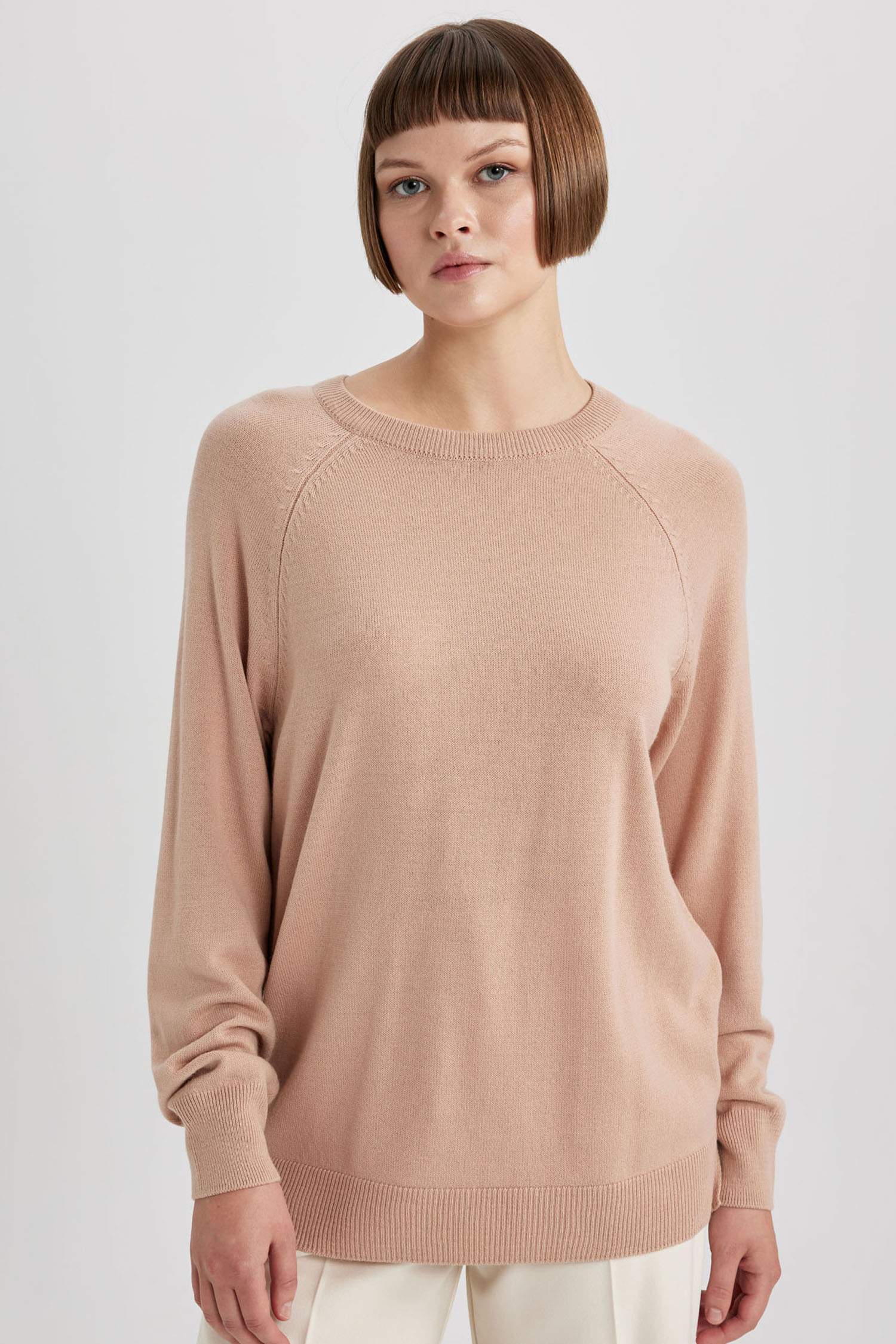 Relax Fit Crew Neck Basic Knitted Pullover