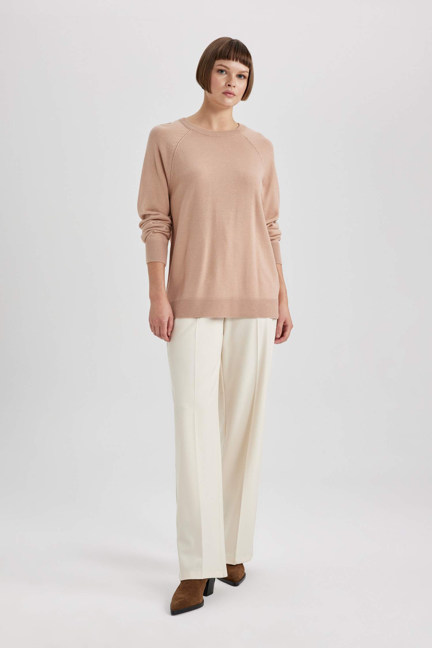 Relax Fit Crew Neck Basic Knitted Pullover