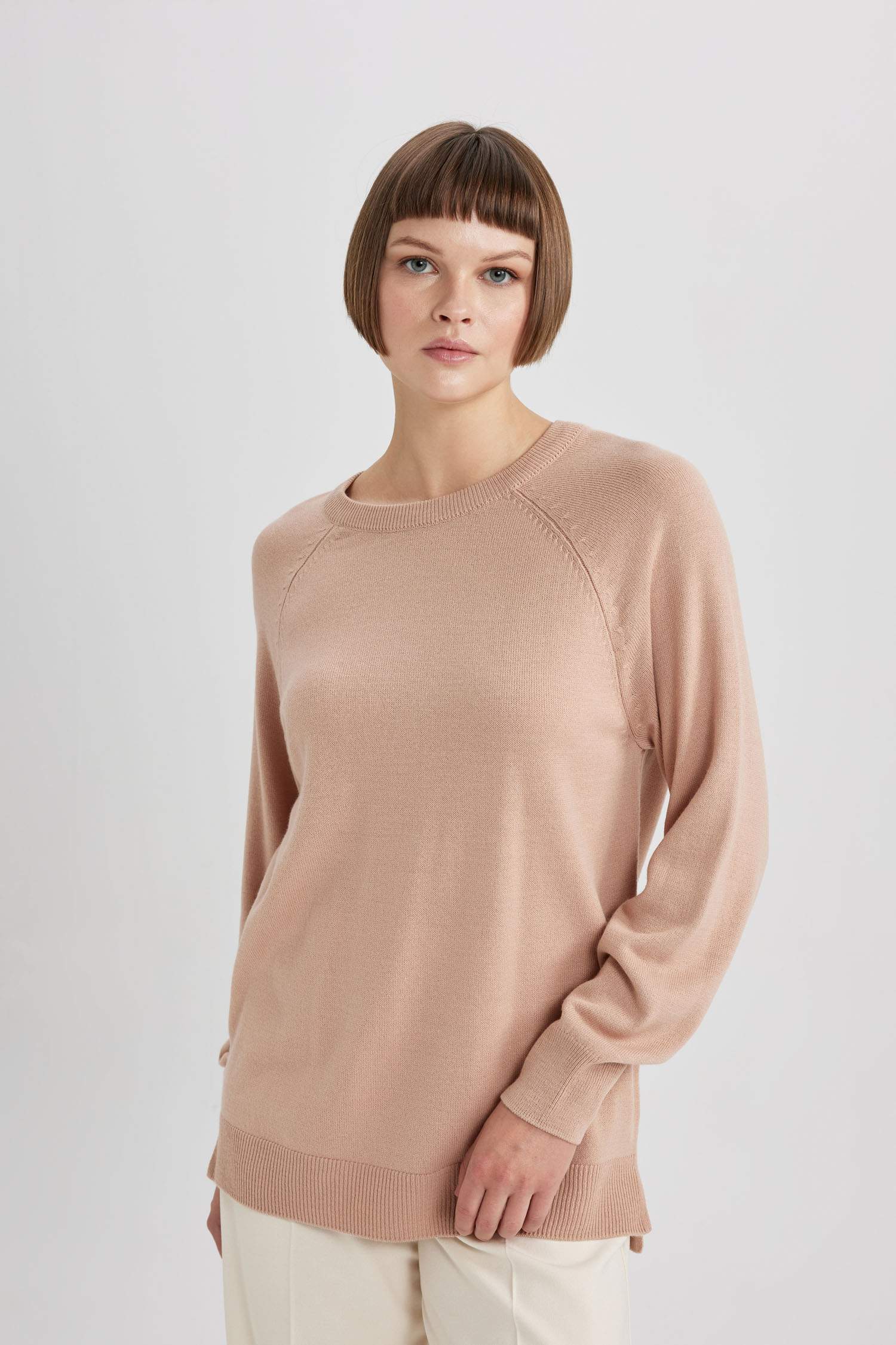 Relax Fit Crew Neck Basic Knitted Pullover