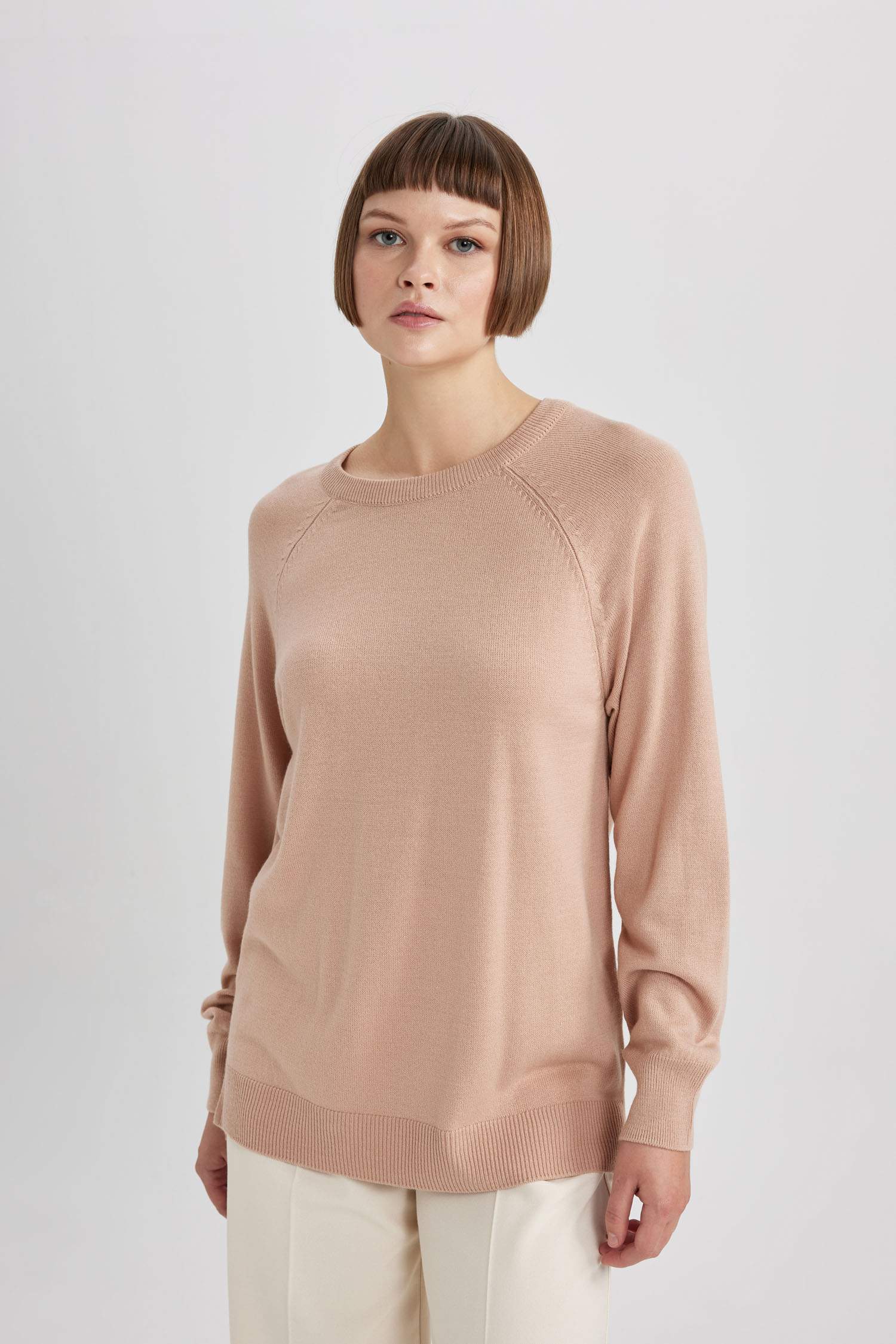 Relax Fit Crew Neck Basic Knitted Pullover