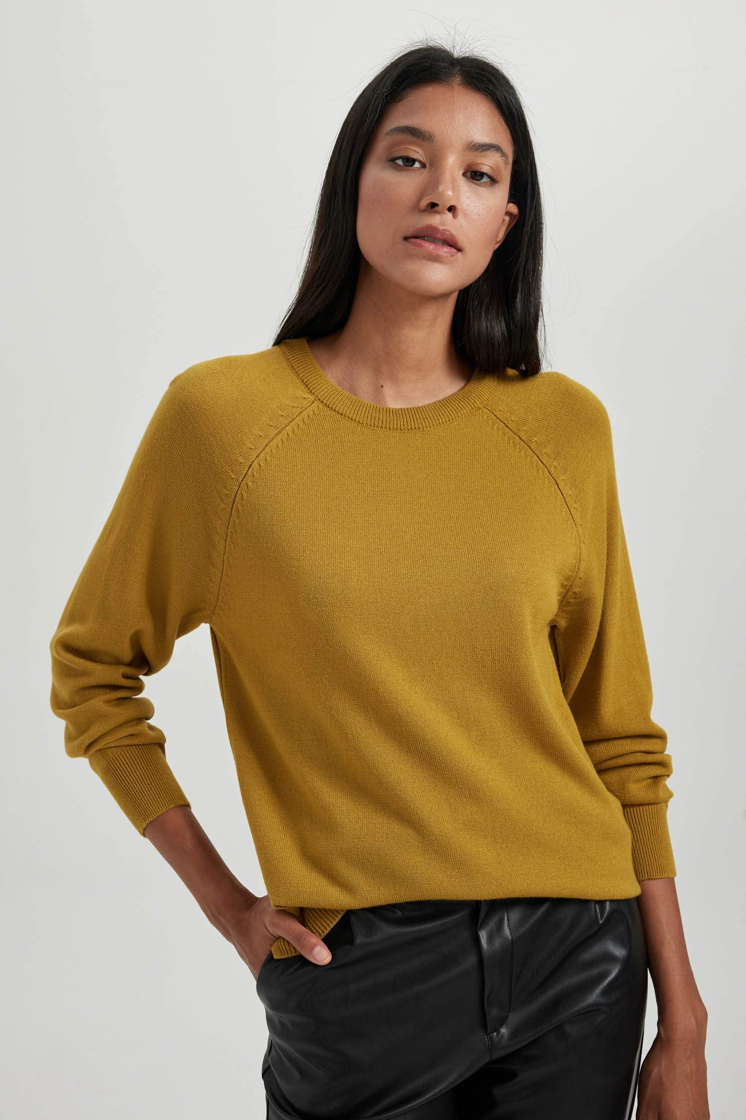 Relax Fit Crew Neck Basic Knitted Pullover