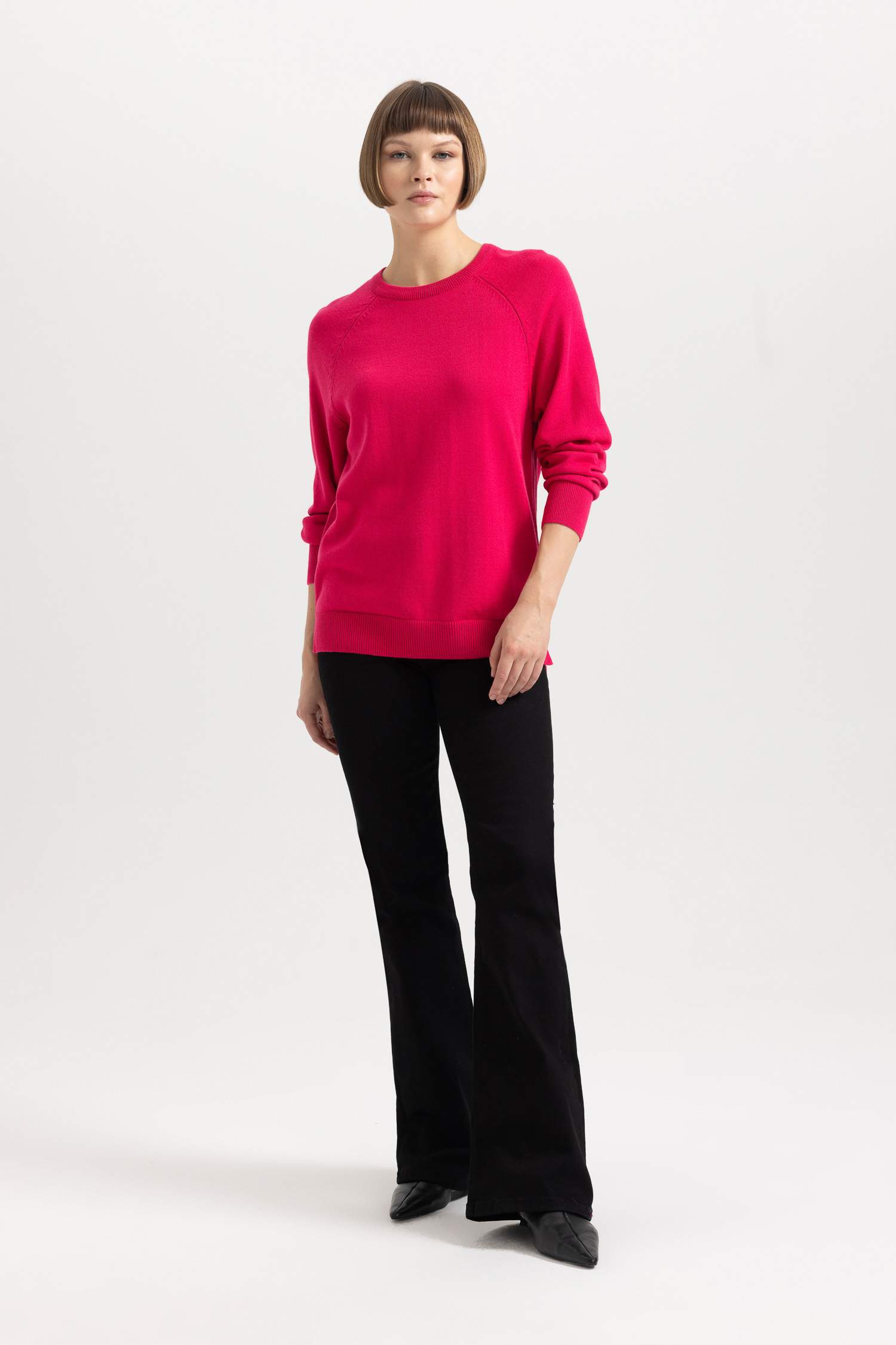 Relax Fit Crew Neck Knitted Basic Pullover