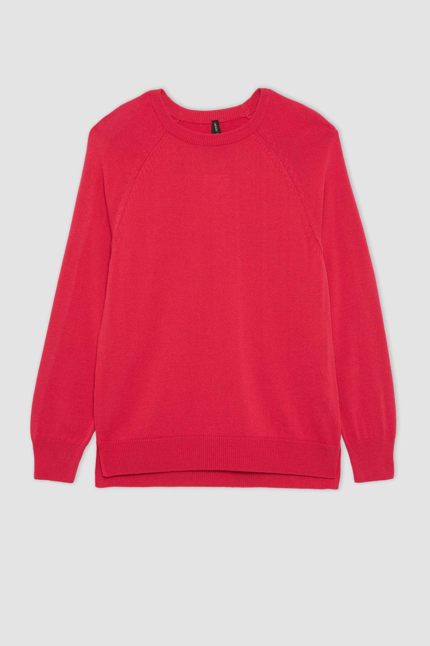 Relax Fit Crew Neck Knitted Basic Pullover
