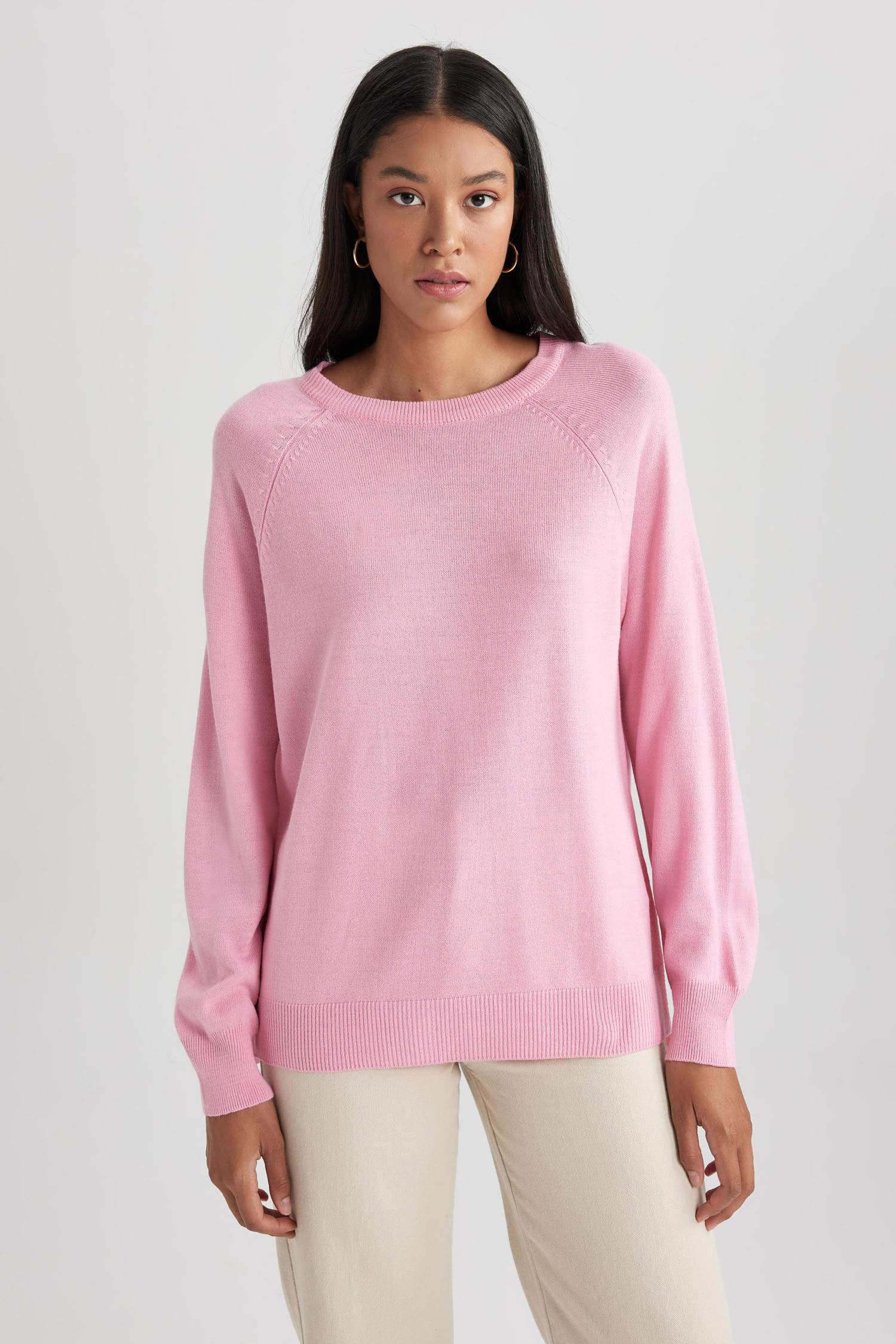 Relax Fit Crew Neck Basic Pullover