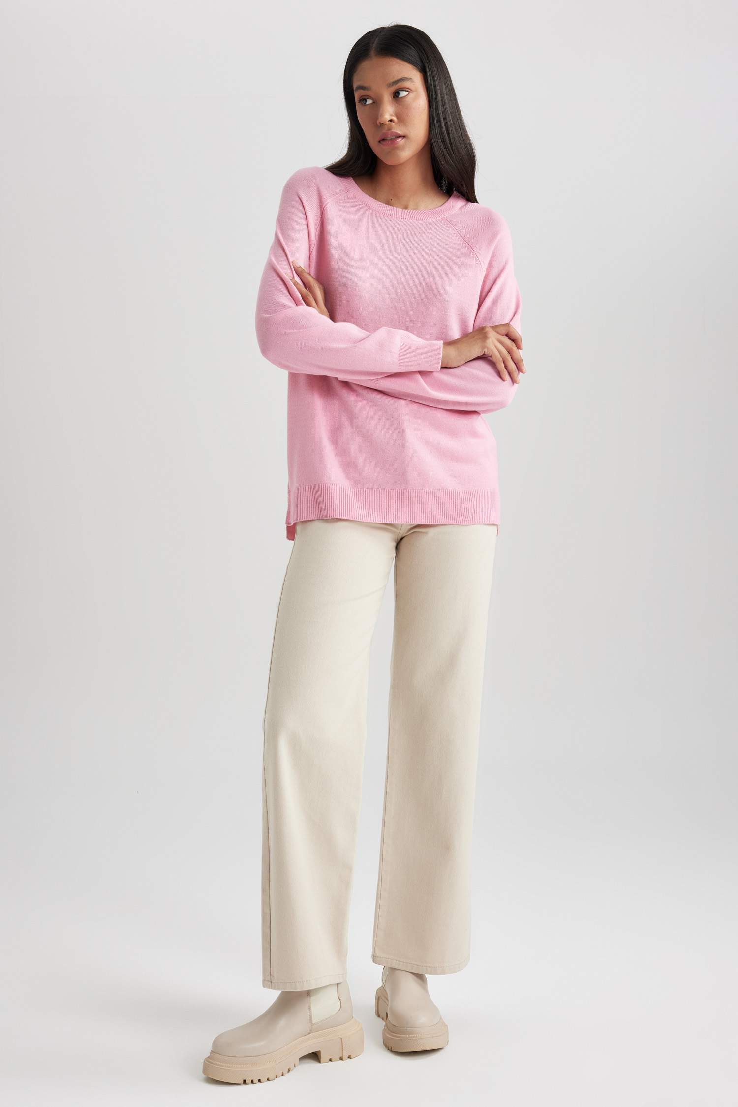 Relax Fit Crew Neck Basic Pullover