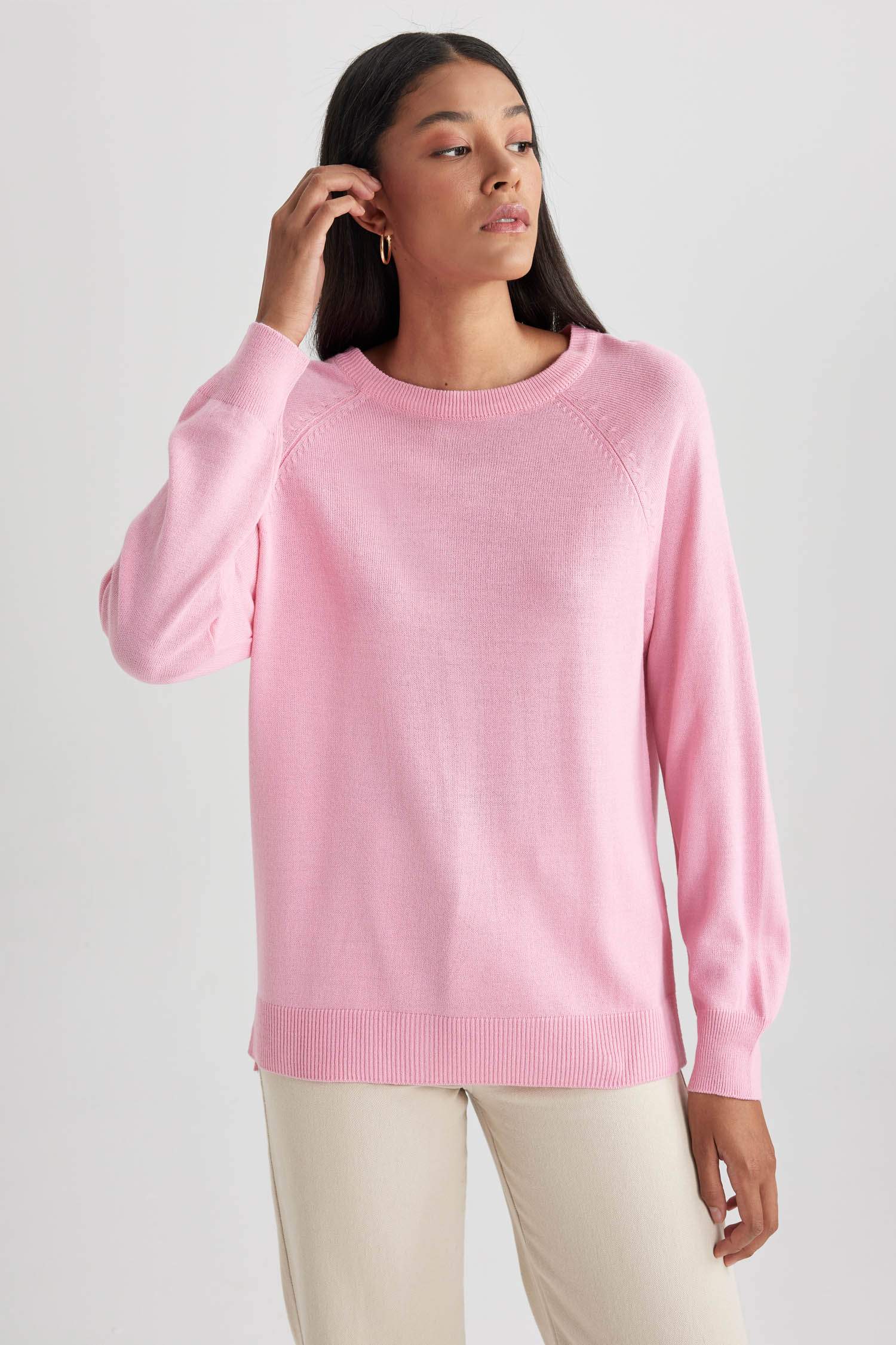 Relax Fit Crew Neck Basic Pullover
