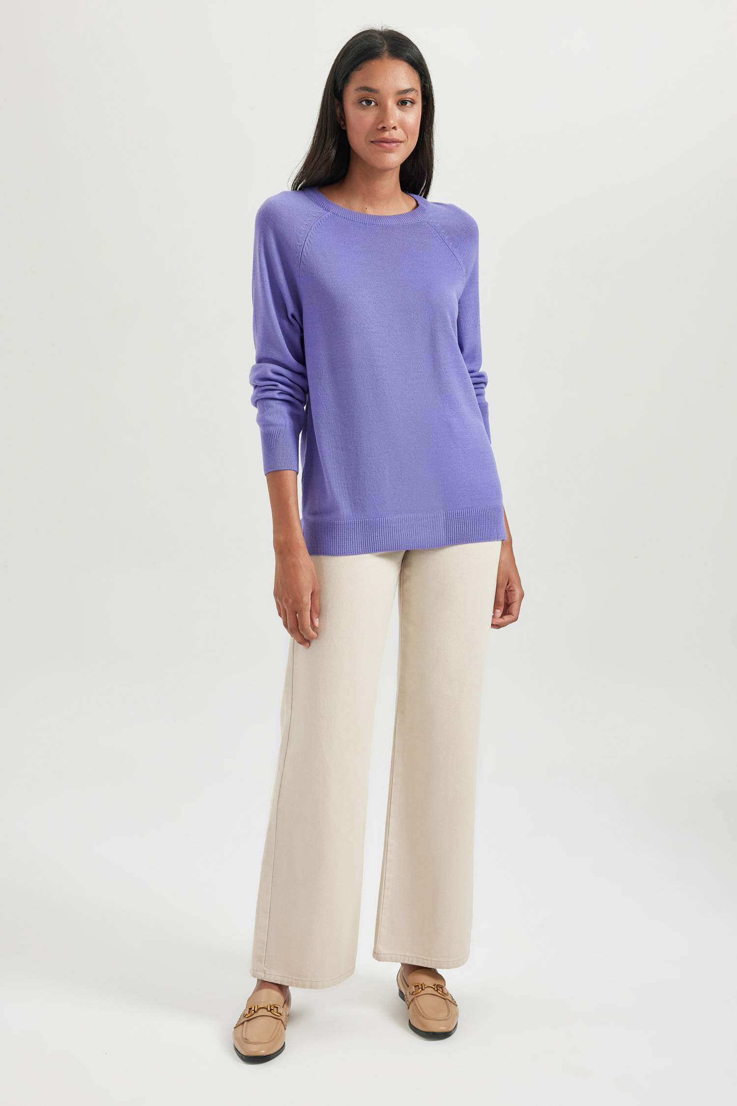 Relax Fit Crew Neck Basic Knitted Pullover