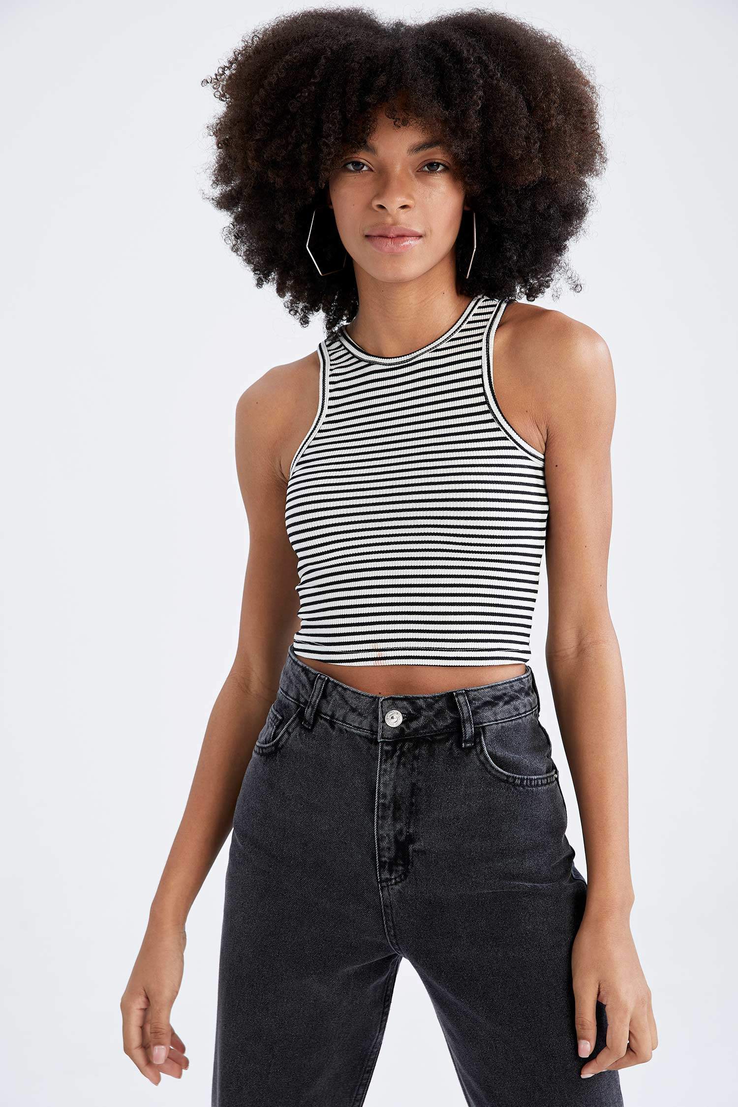 striped halter neck top