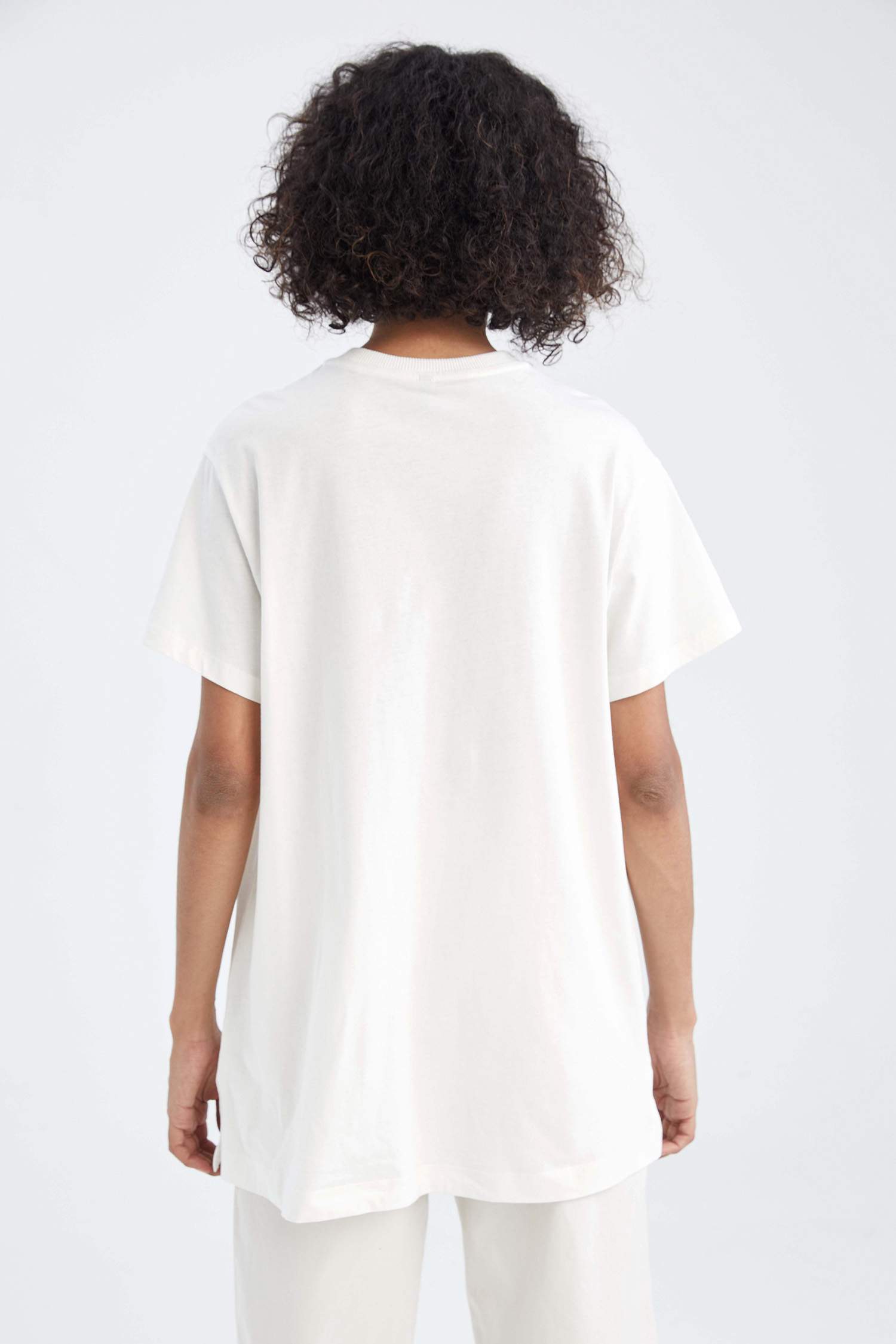 Regular Fit Varak Slogan Baskılı %100 Pamuk Tunik