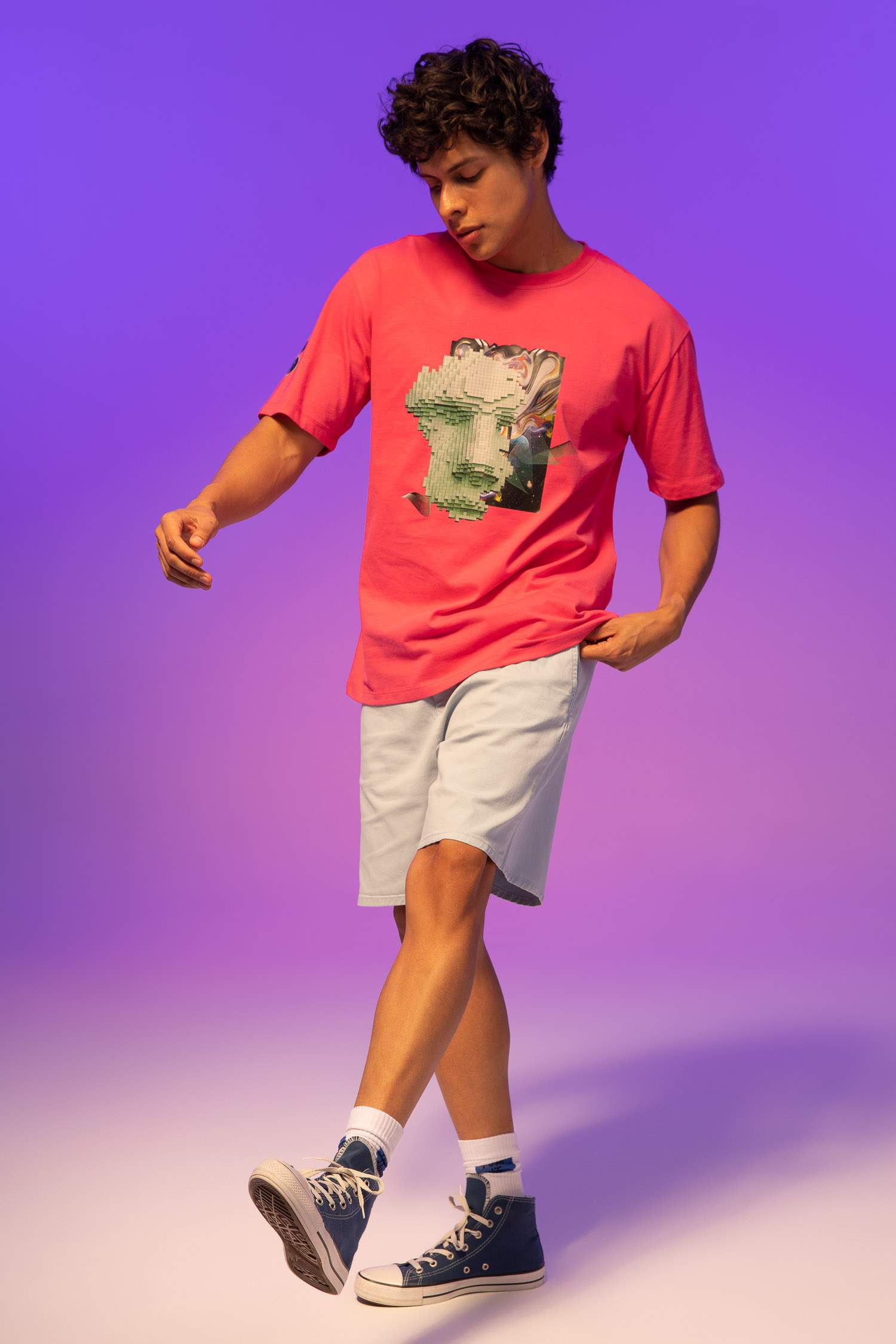 Short Bermuda Droit en coton taille élastique Coupe régulière et