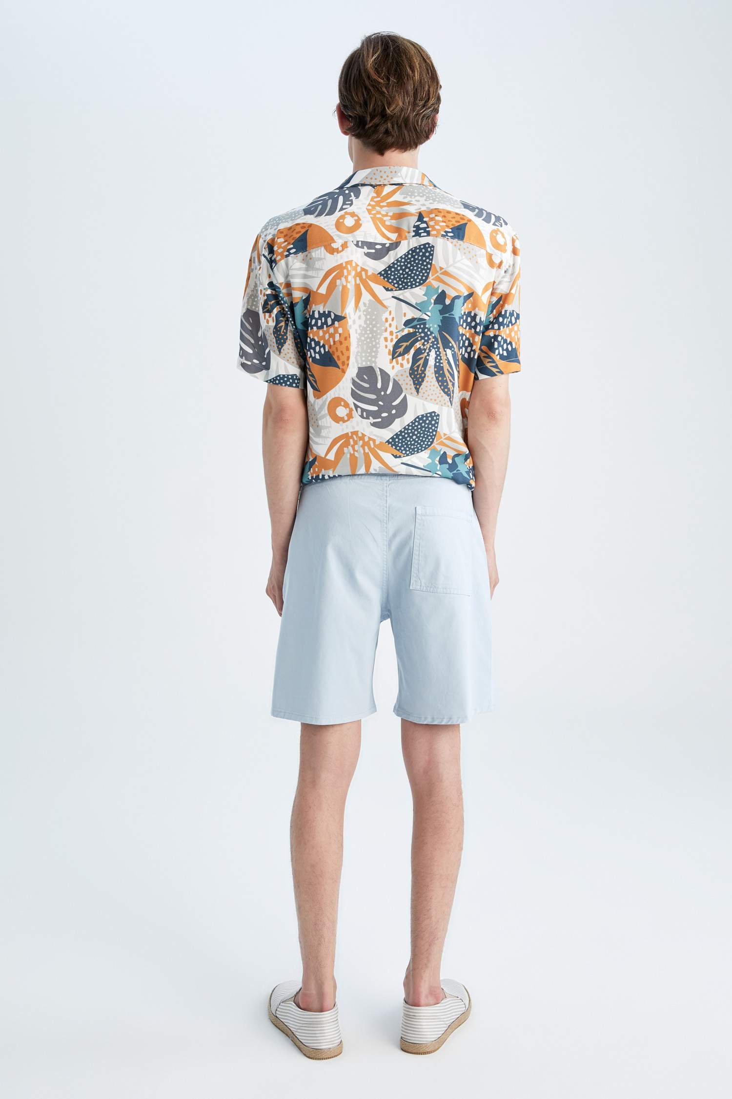 Short Bermuda Droit en coton taille élastique Coupe régulière et