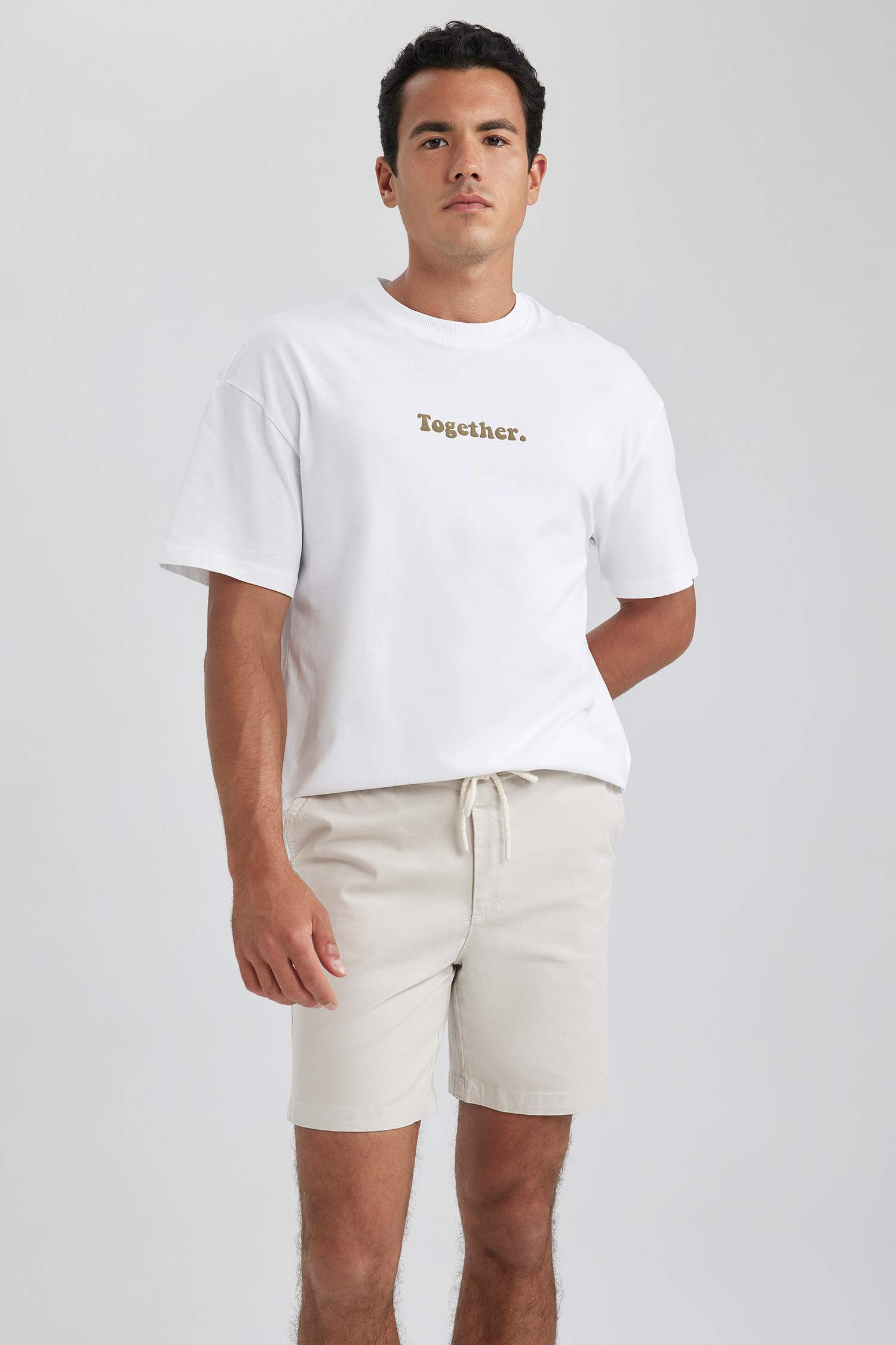 Bermuda Regular Fit en coton à taille élastique