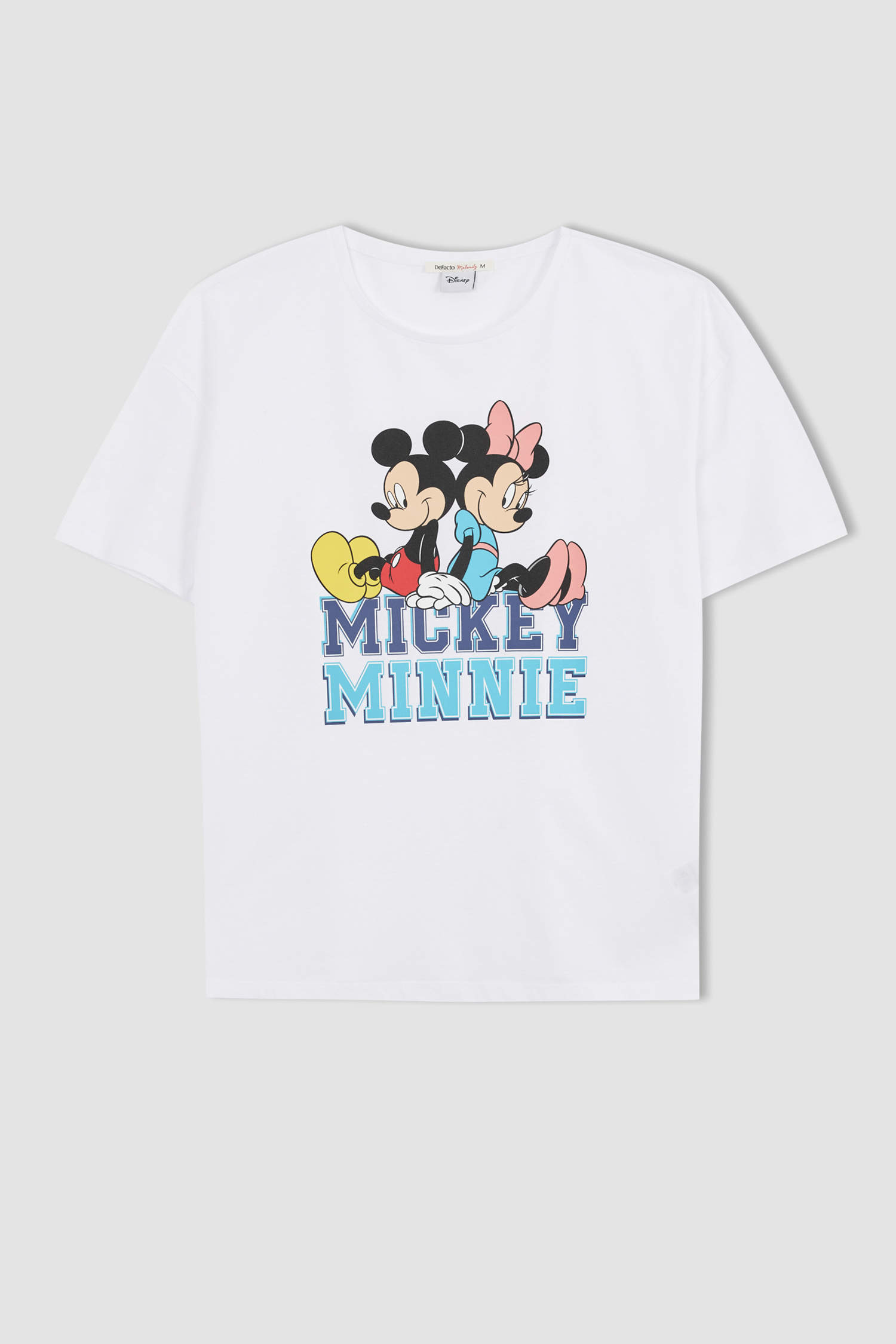 Defacto Hamile Disney Mickey & Minnie Bisiklet Yaka Pamuklu Kısa Kollu Tişört. 6