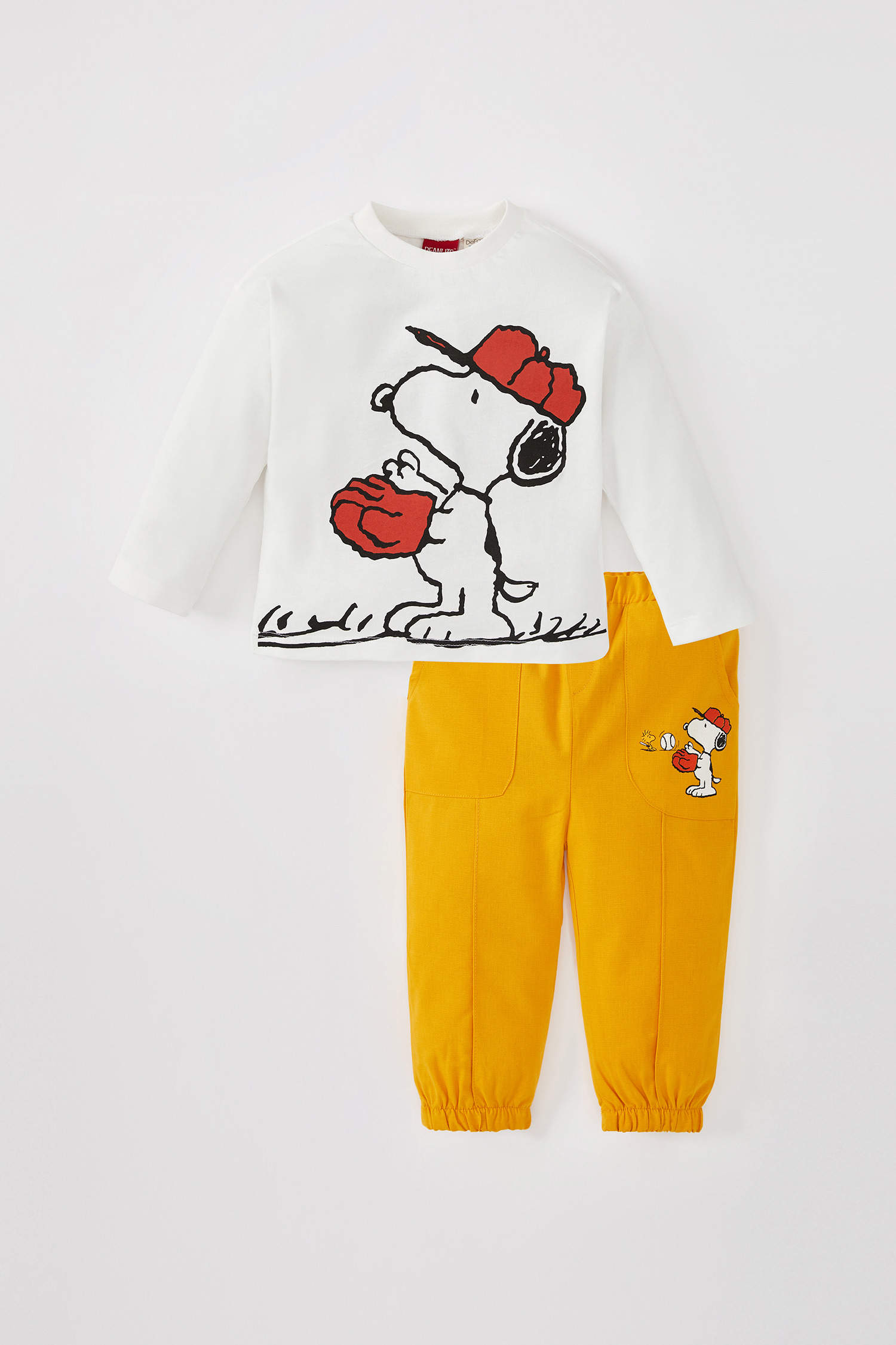 Defacto Erkek Bebek Snoopy Uzun Kollu Tişört Pantolon 2'li Takım. 1