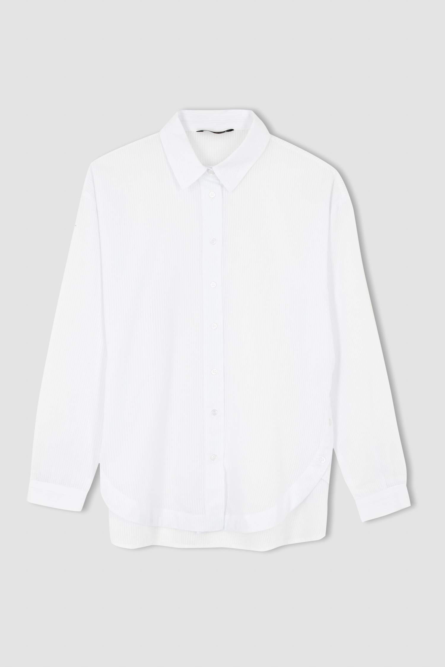 تونيك قميص بأكمام طويلة وقصة عادية